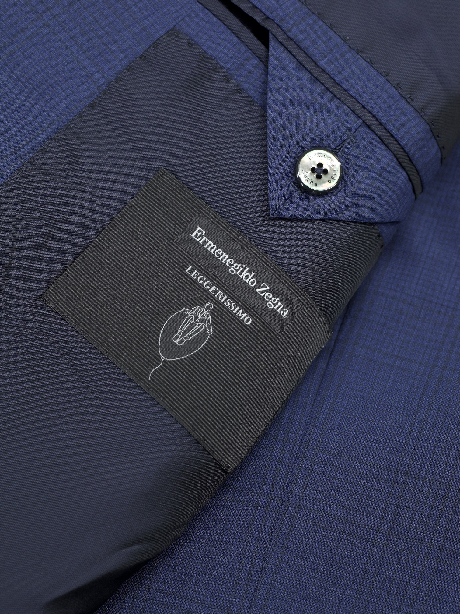 Ermenegildo Zegna Blue Wool & Silk "Leggerissimo" Checkered Milano Easy Suit