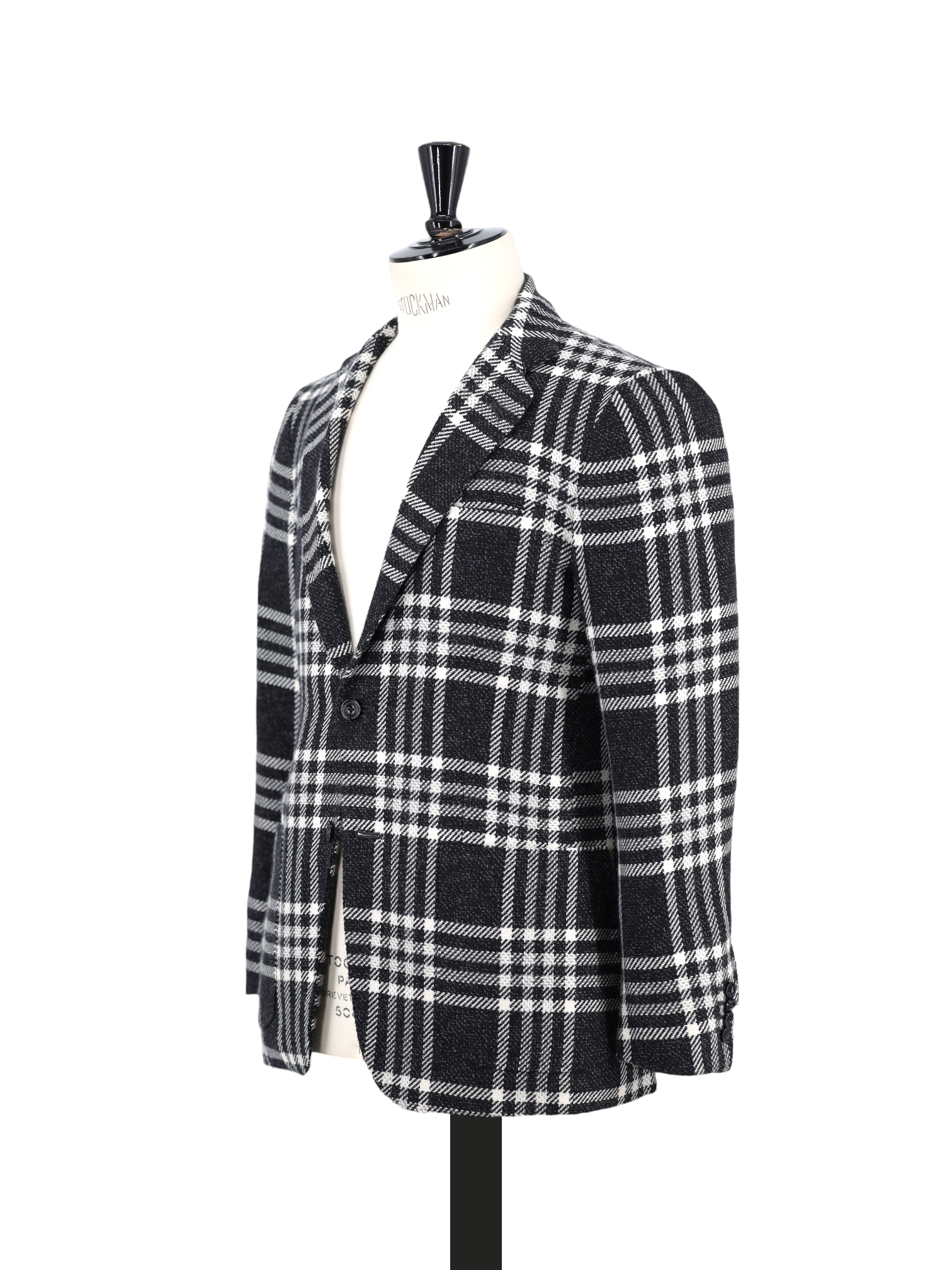 Kiton Black & White Pure Cashmere Tartan Check Jacket