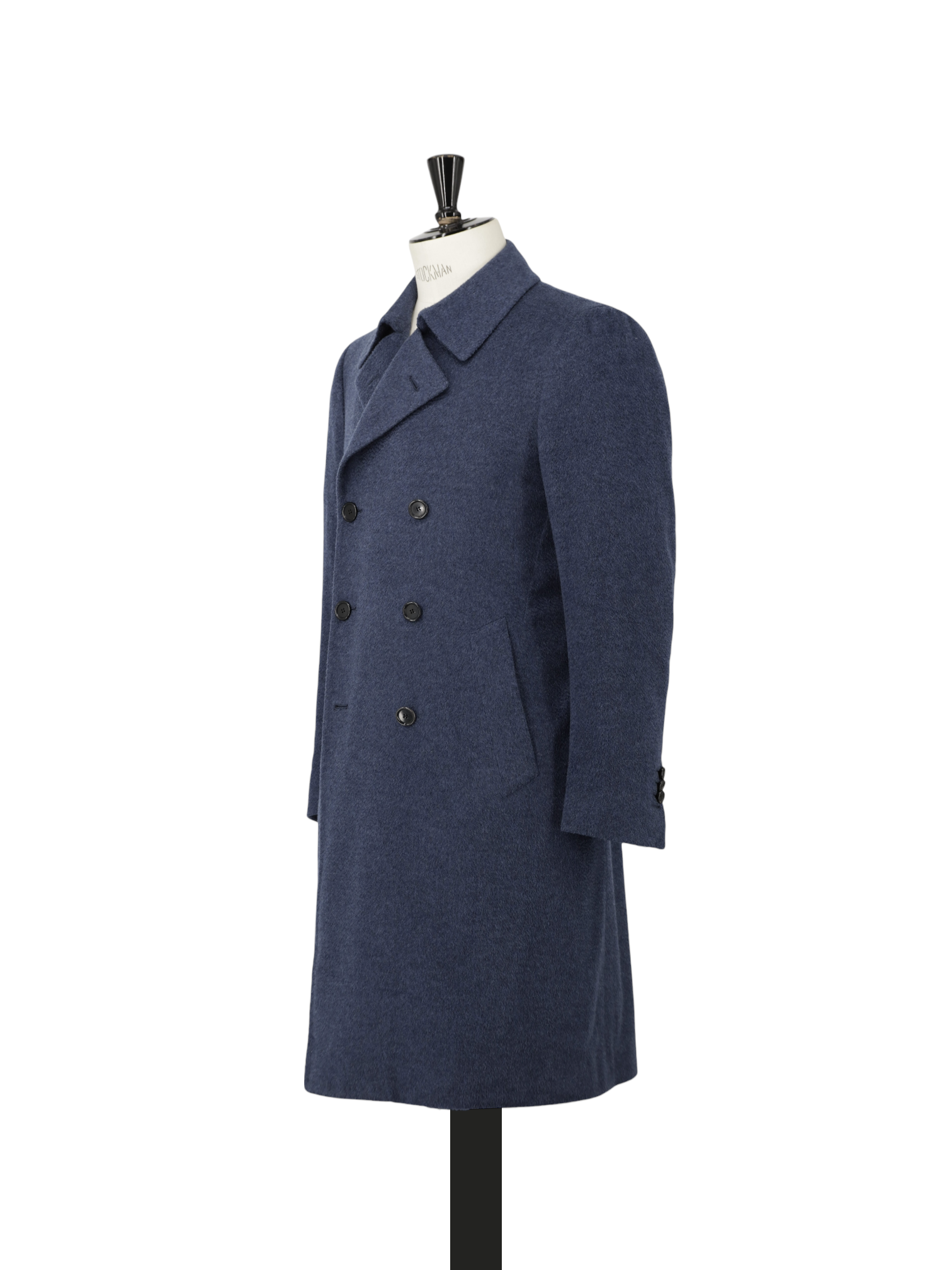 Cesare Attolini Steel Blue Pure Cashmere Double Breasted Sartorial Polo Coat