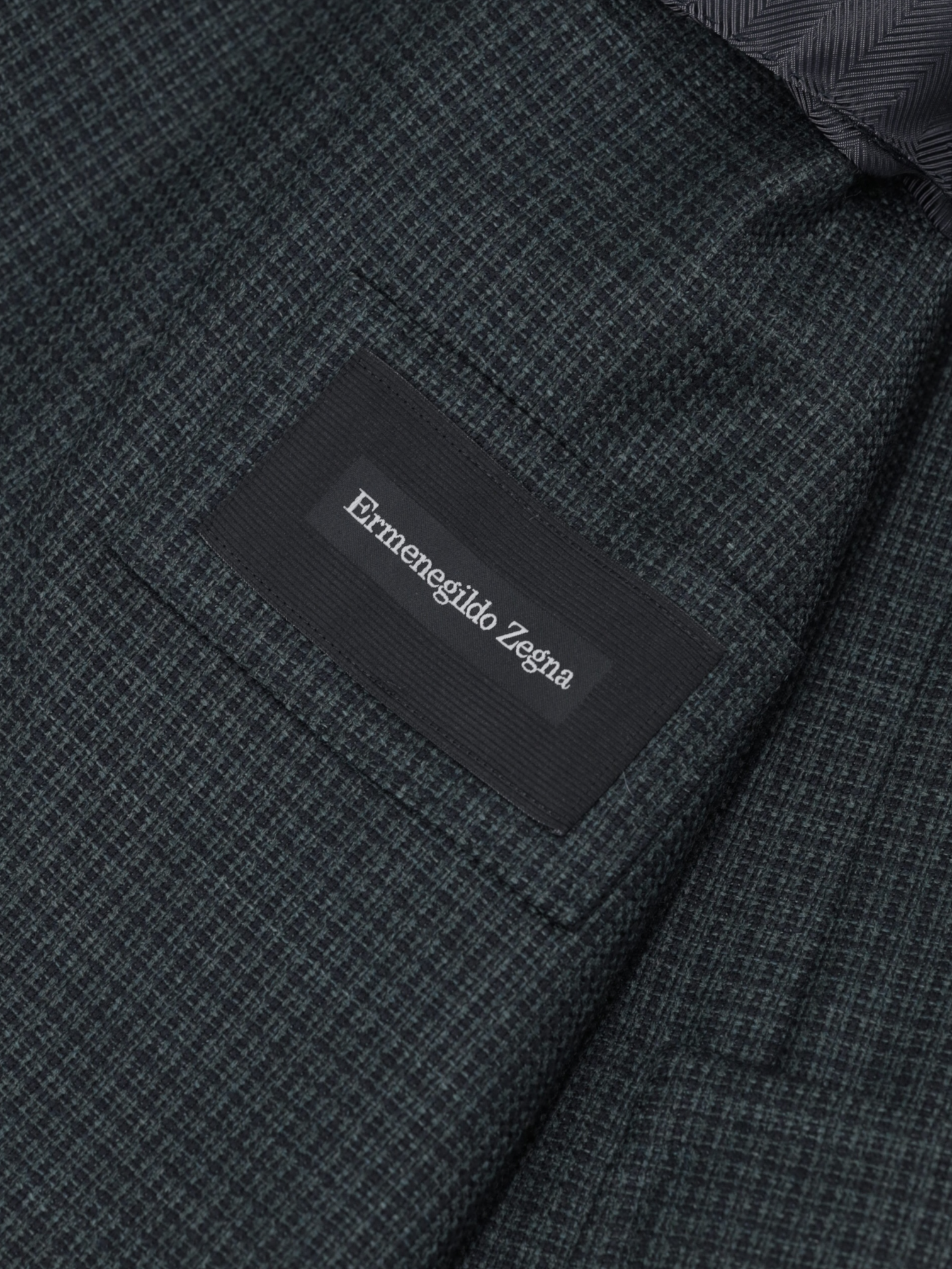 Ermenegildo Zegna Forest Green Fine-Wool Micro-Pattern Manhattan Jacket