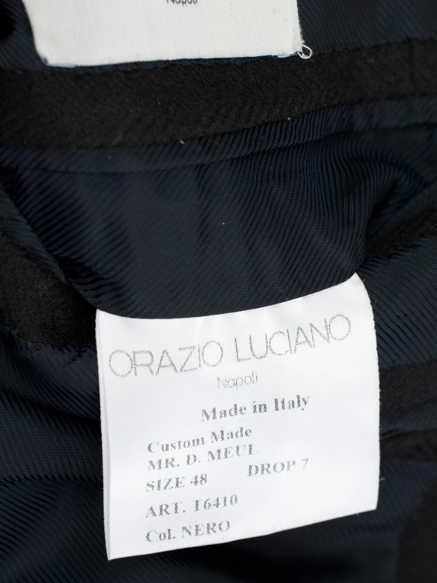 Orazio Luciano Black Virgin-Wool Herringbone Polocoat