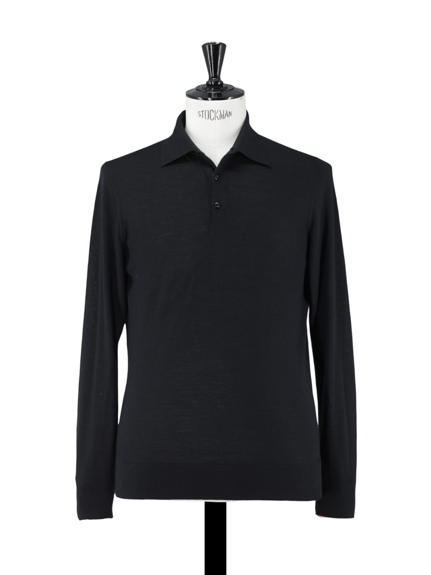 Doriani Black Wool, Silk & Cashmere Long-Sleeve Polo