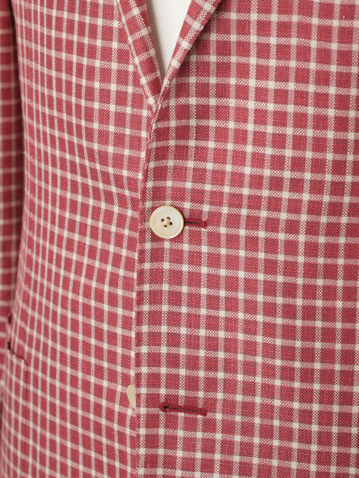Corneliani Red & White Silk & Wool Checkered Academy Jacket
