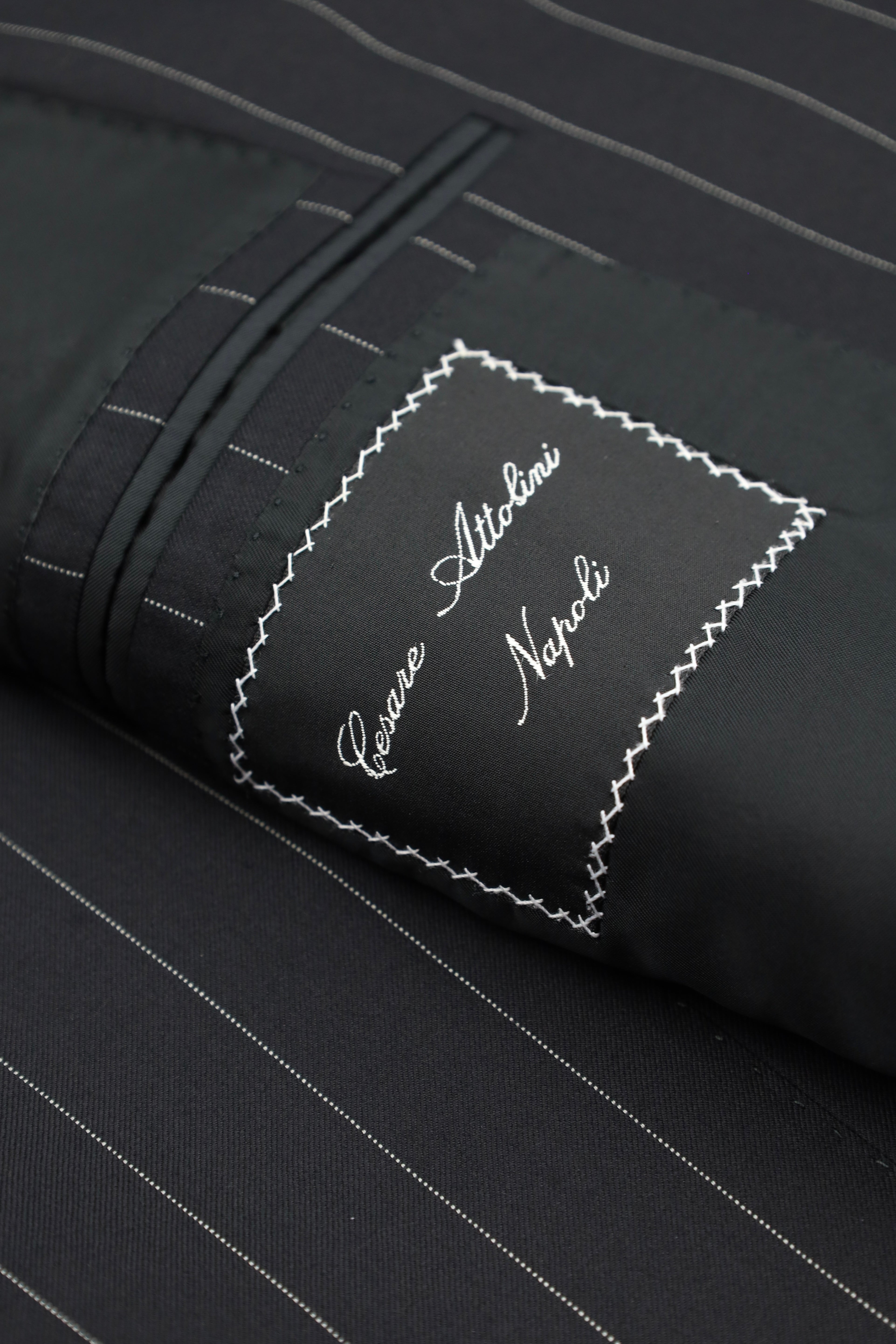 Cesare Attolini Black Super 160's Pinstripe Suit