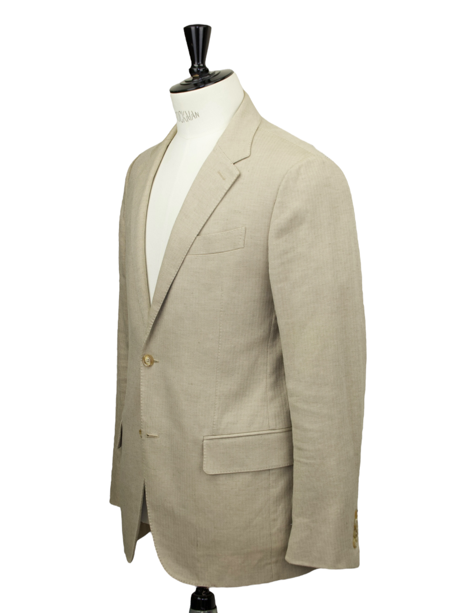 Ermenegildo Zegna Beige Cotton & Linen Herringbone Jacket