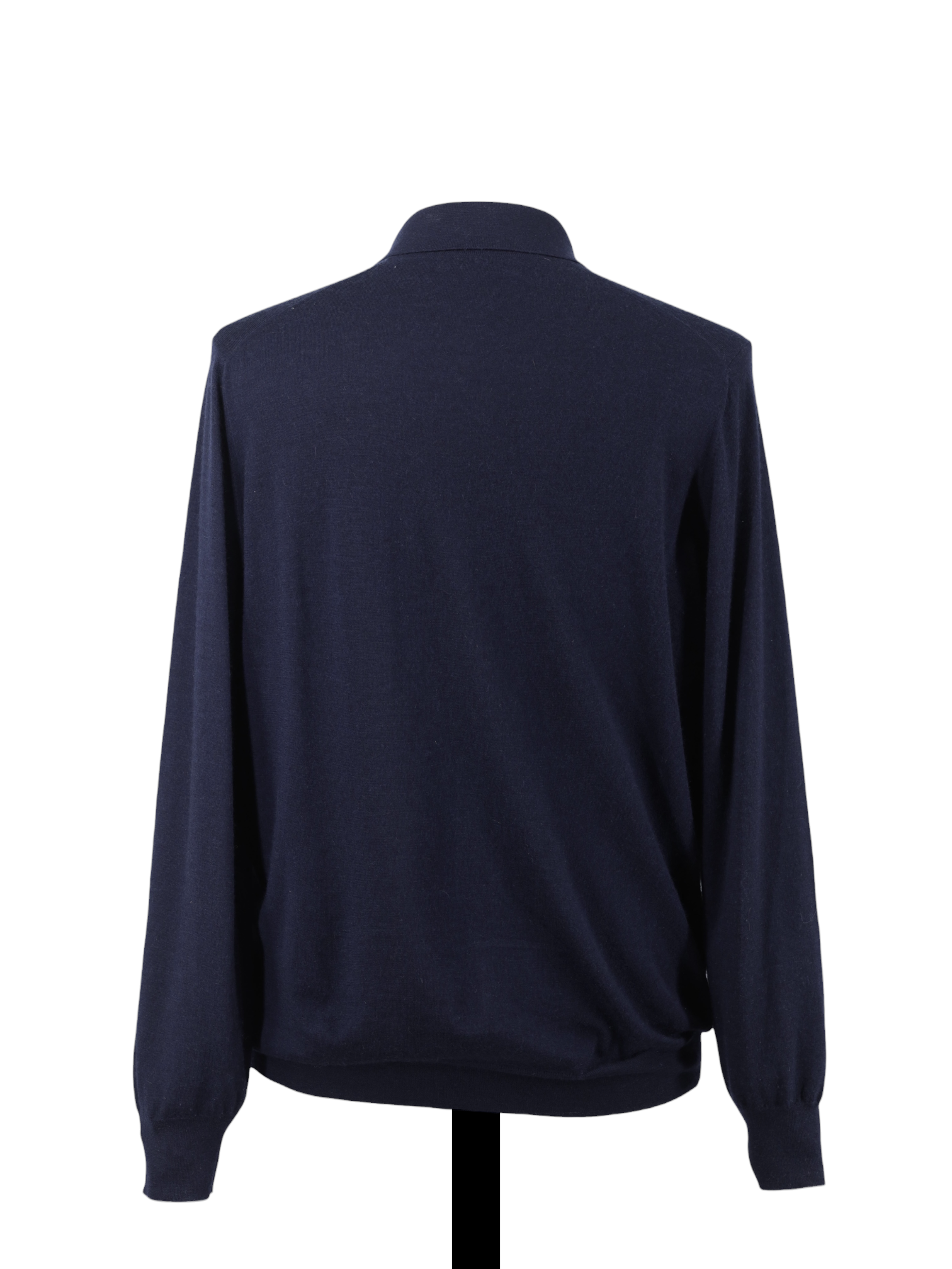 Brunello Cucinelli Navy Wool & Cashmere Long-Sleeve Polo