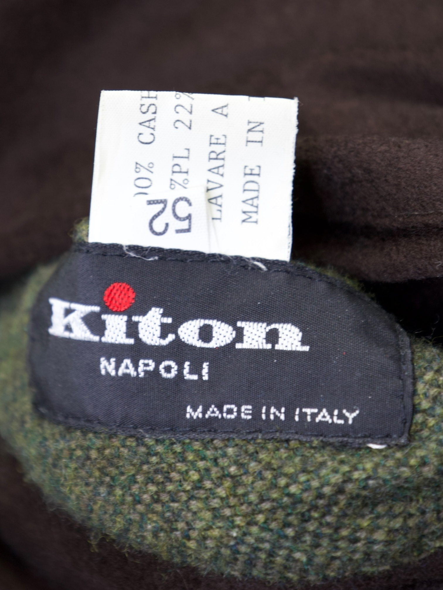 Kiton Chocolate Brown & Olive Green Reversible Cashmere Coat