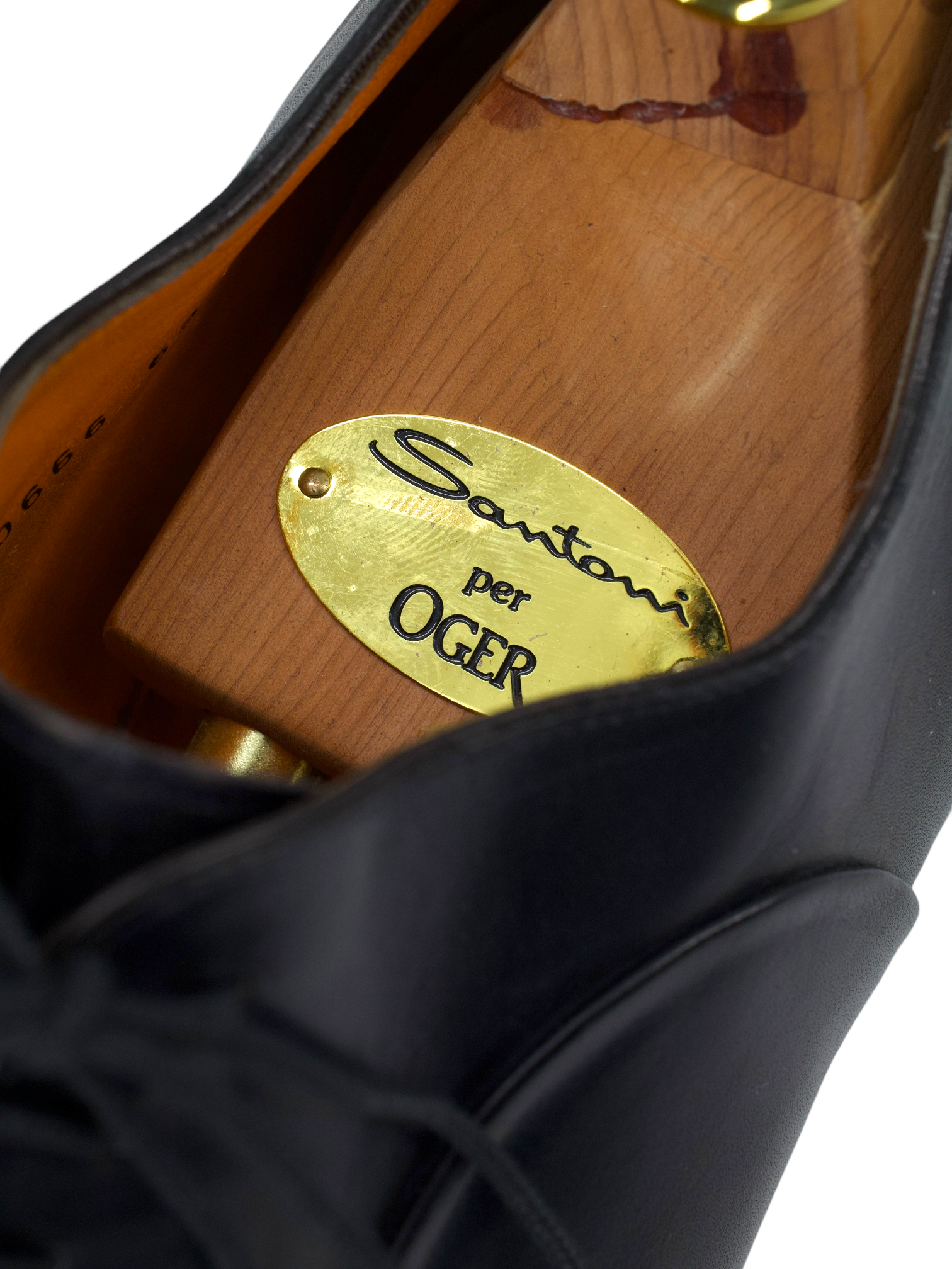 Santoni Black Handgrade Calfleather Captoe Oxford Lace-ups