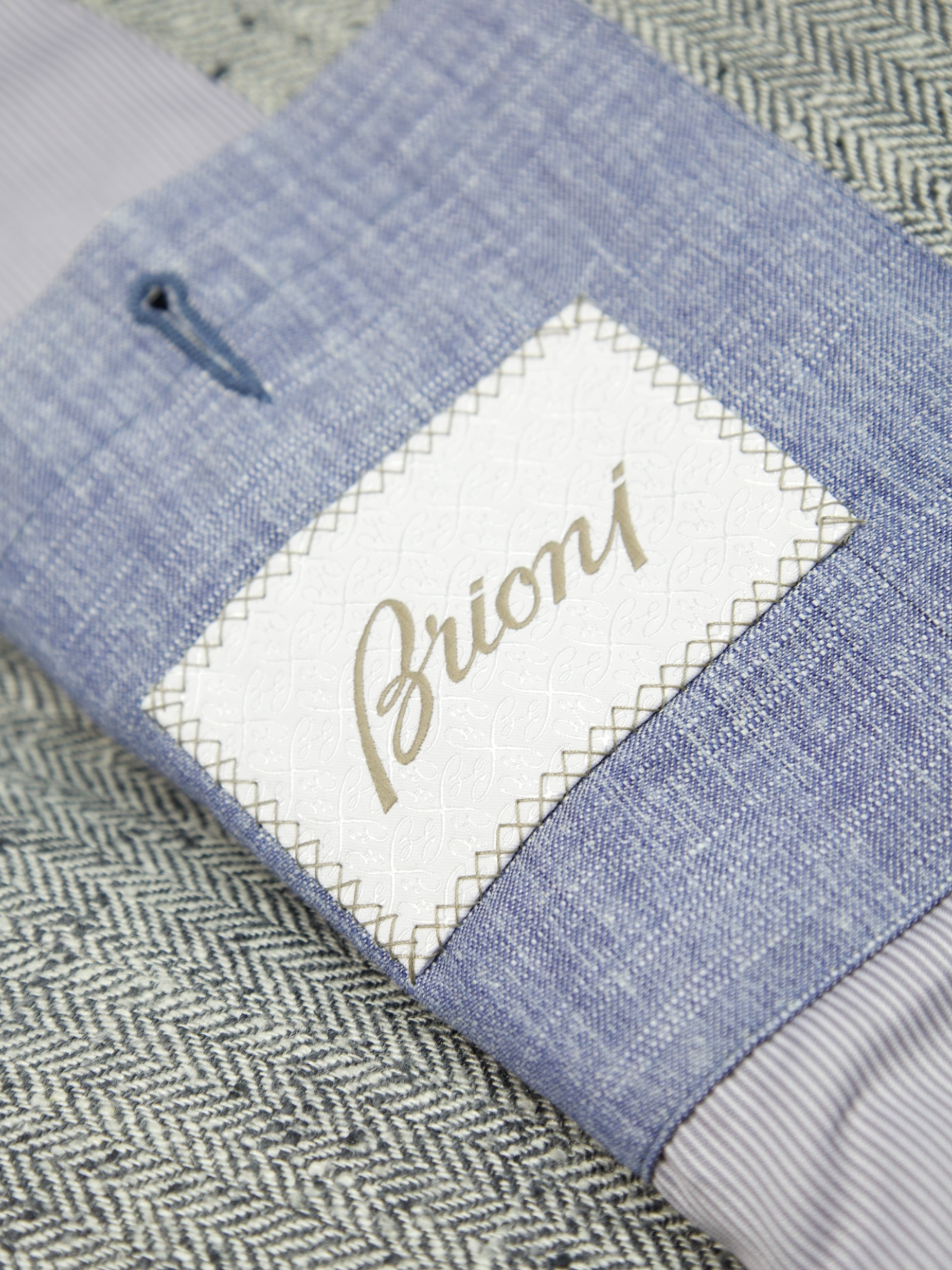 Brioni Light Grey Silk & Linen Donegal Tweed Herringbone Jacket