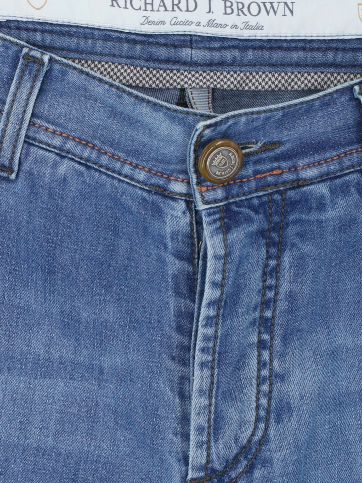 Richard J. Brown Light Blue Cotton, Linen & Stretch "Tokyo" Jeans