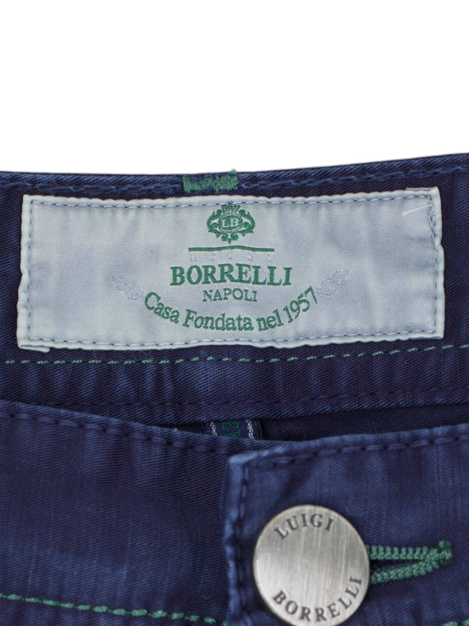 Luigi Borrelli Dark Blue 5-Pocket Cotton & Elastane Chino