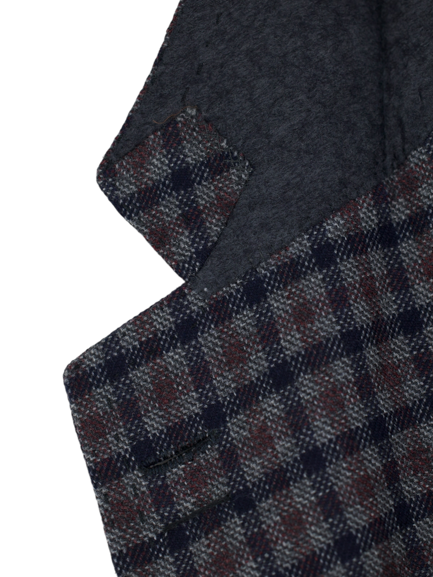Cesare Attolini Blue & Maroon Pure Cashmere Gingham Check Jacket