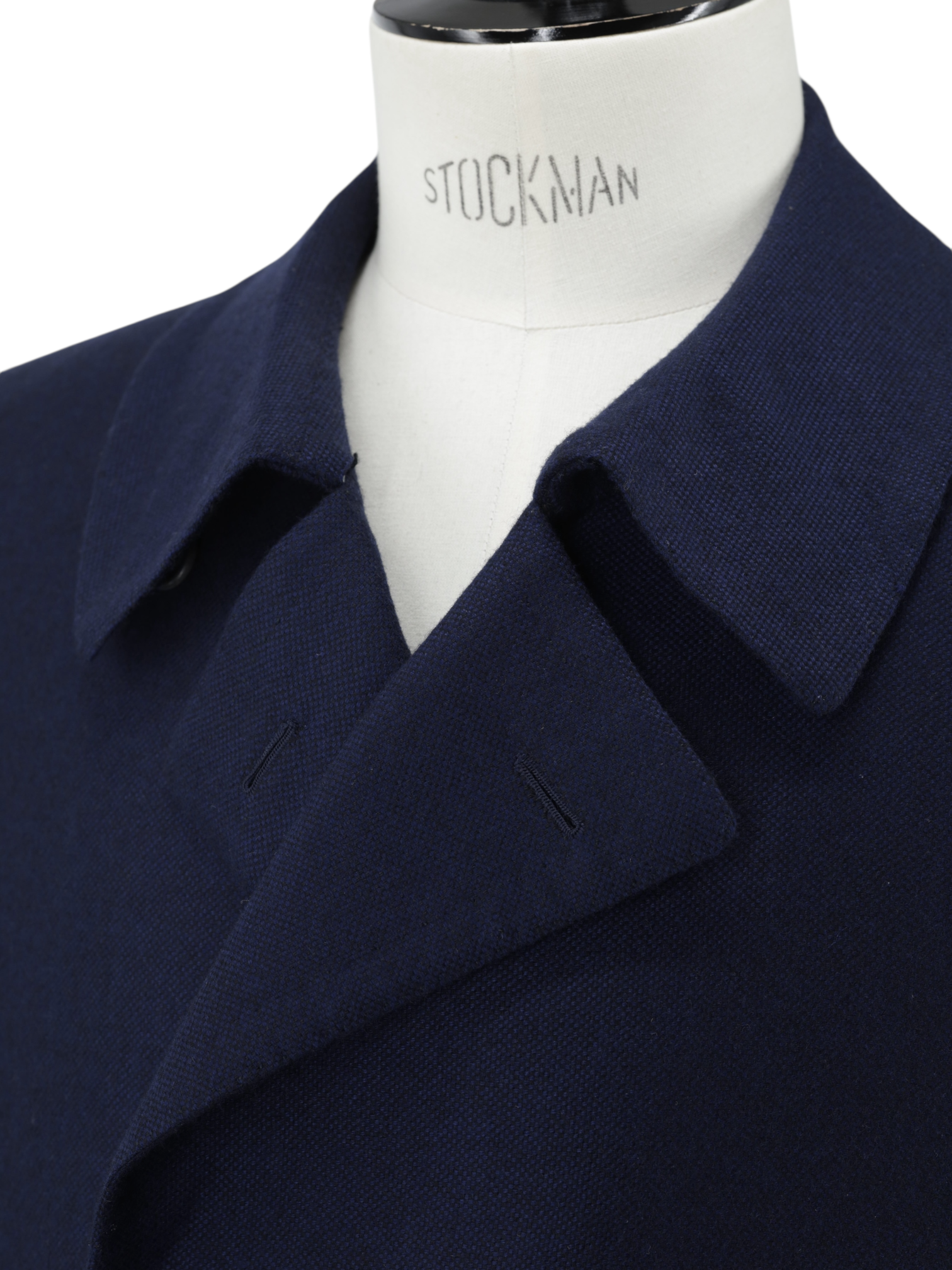 Cesare Attolini Navy Pure Cashmere Double Breasted Micro-Pattern Peacoat