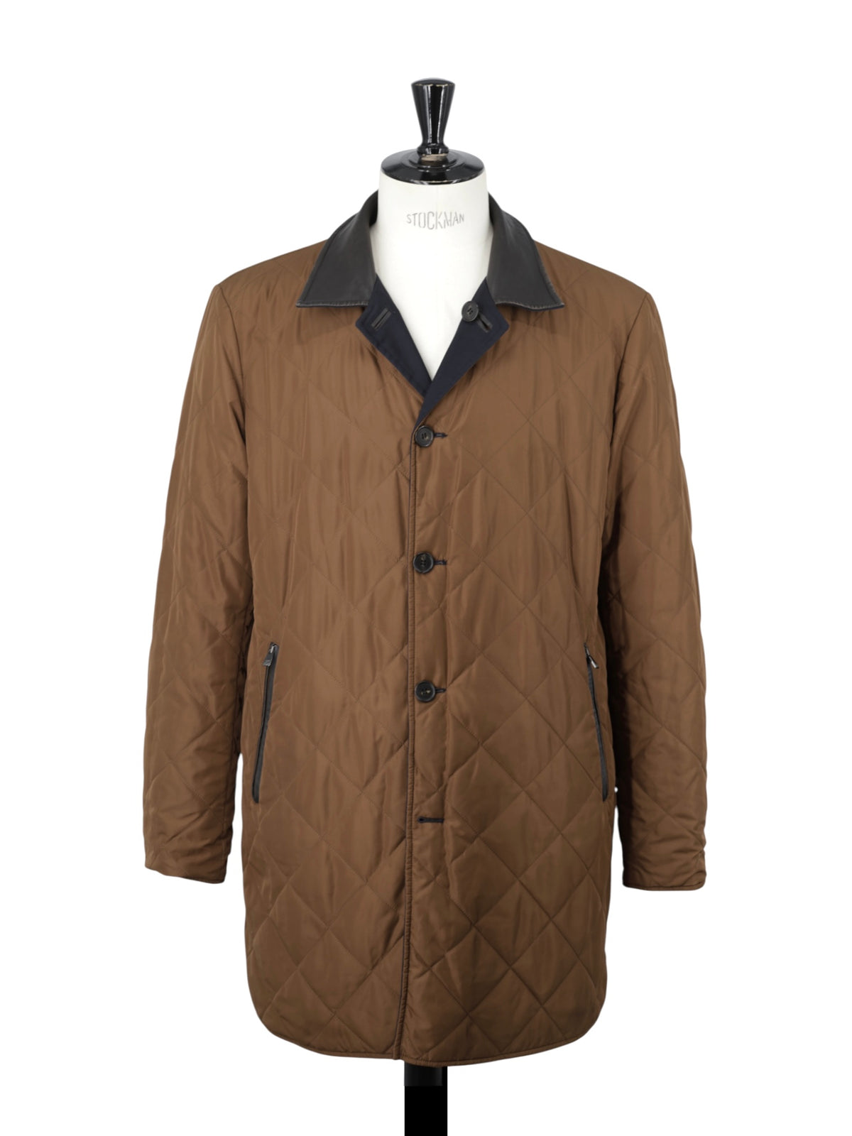 Corneliani Brown Quilted & Navy Softshell Reversible Carcoat