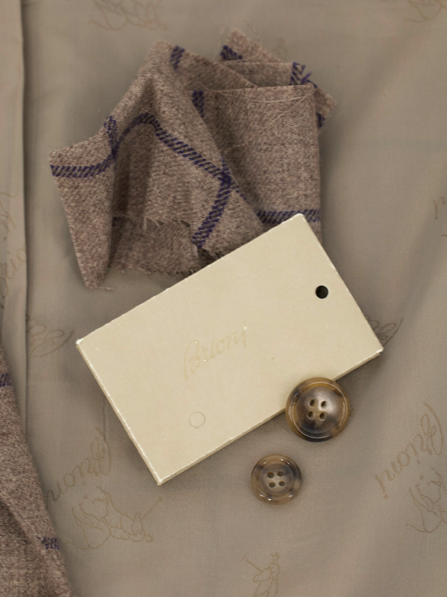 Brioni Taupe & Navy Wool, Silk & Cashmere Windowpane Brunico Jacket
