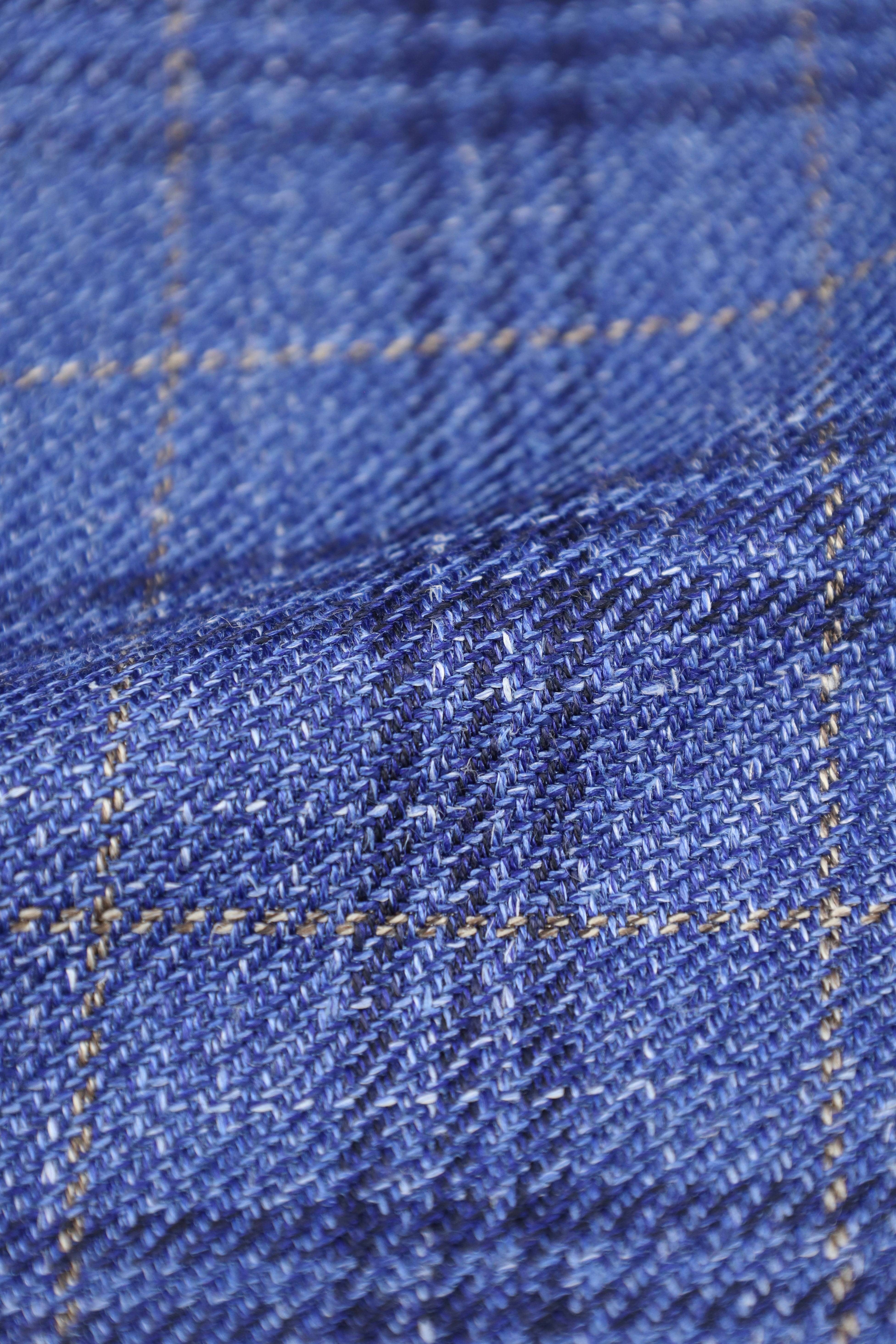 Loro Piana Denim Blue Wool, Silk & Linen Windowpane Jacket