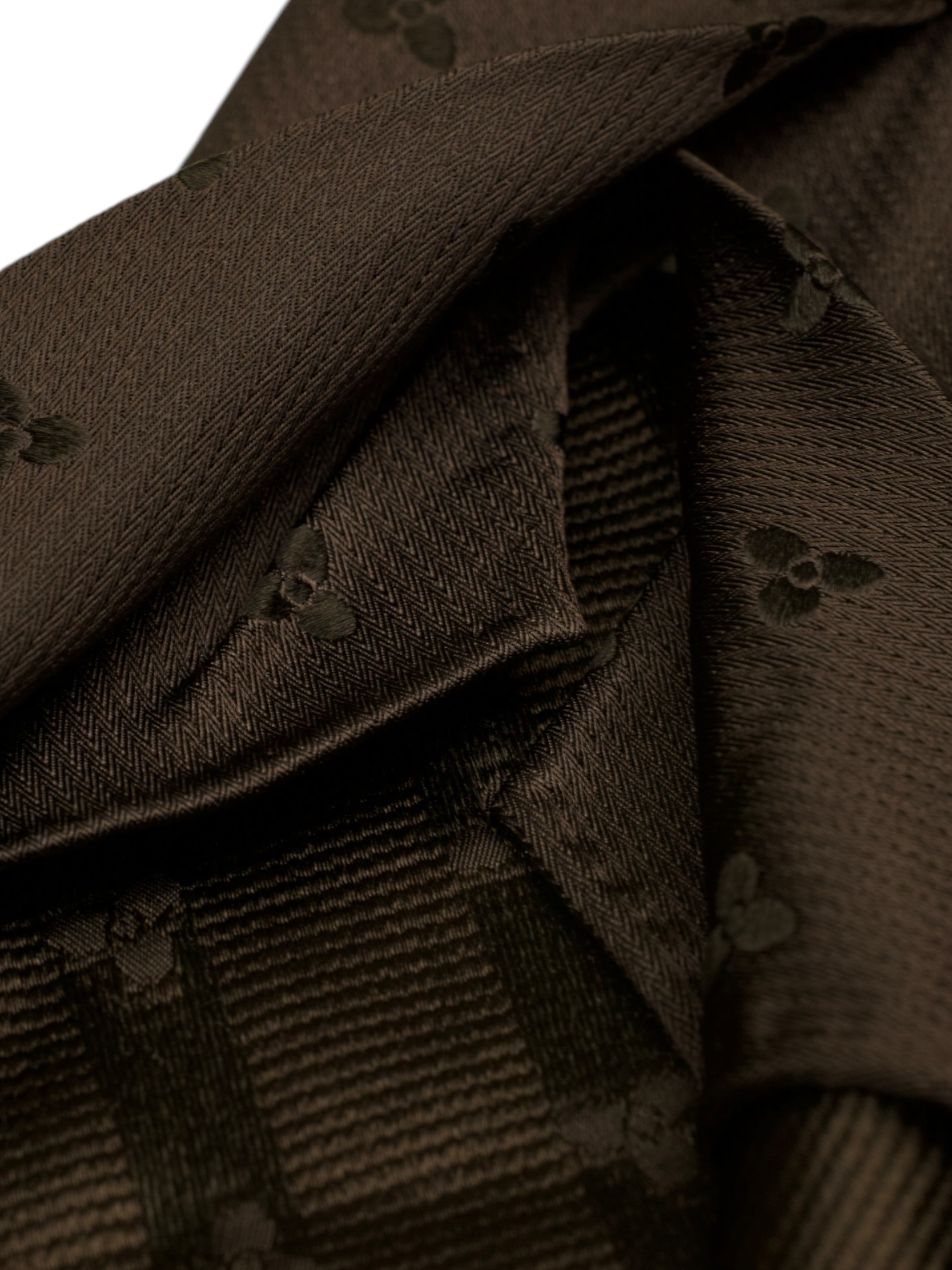 Kiton 5-Fold Chocolate Brown Handrolled Silk Floral Pattern Tie