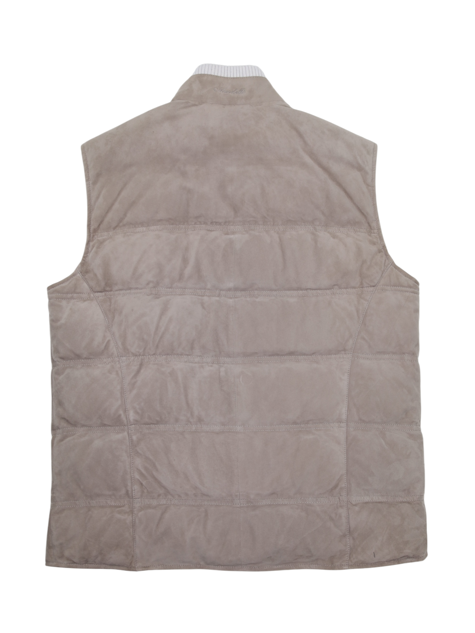 Mandelli Taupe Goat Suede Down-Padded Vest