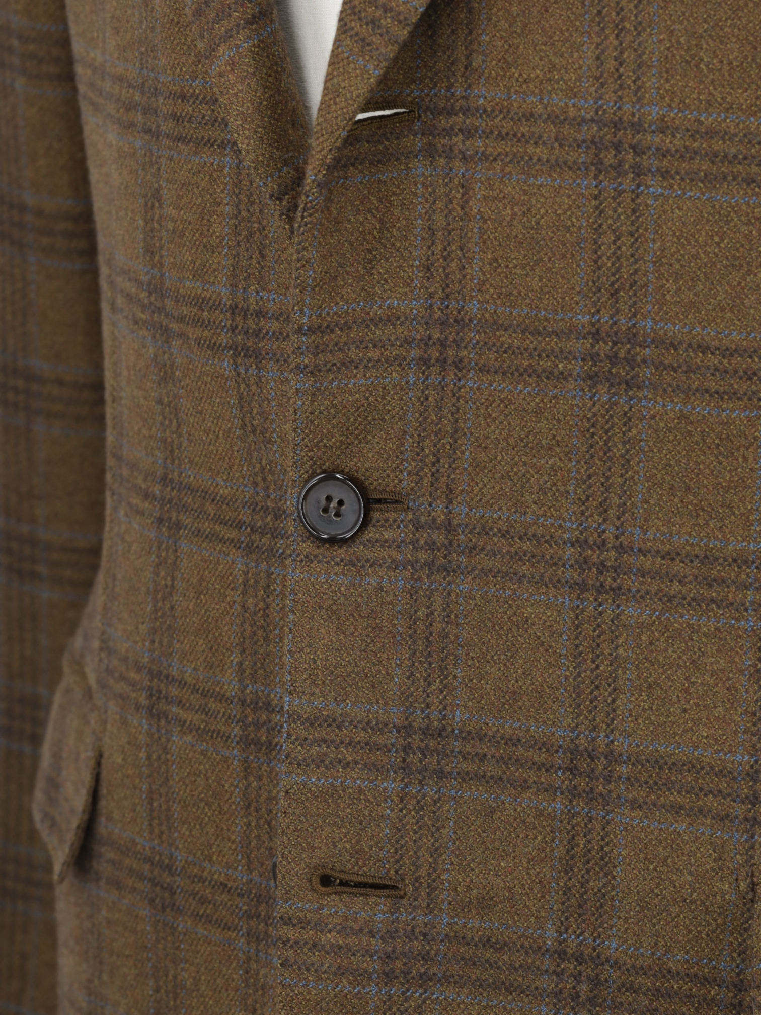 Brioni Brown & Light Blue Pure Wool Overcheck Palatino Jacket