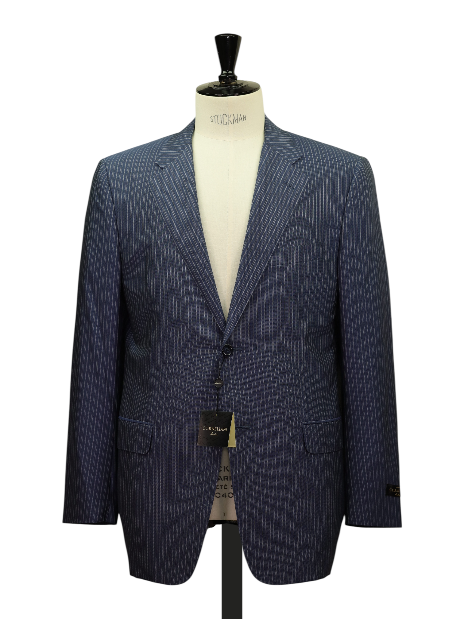 Corneliani Steel Blue Silk & Wool Multi-Pinstripe Suit