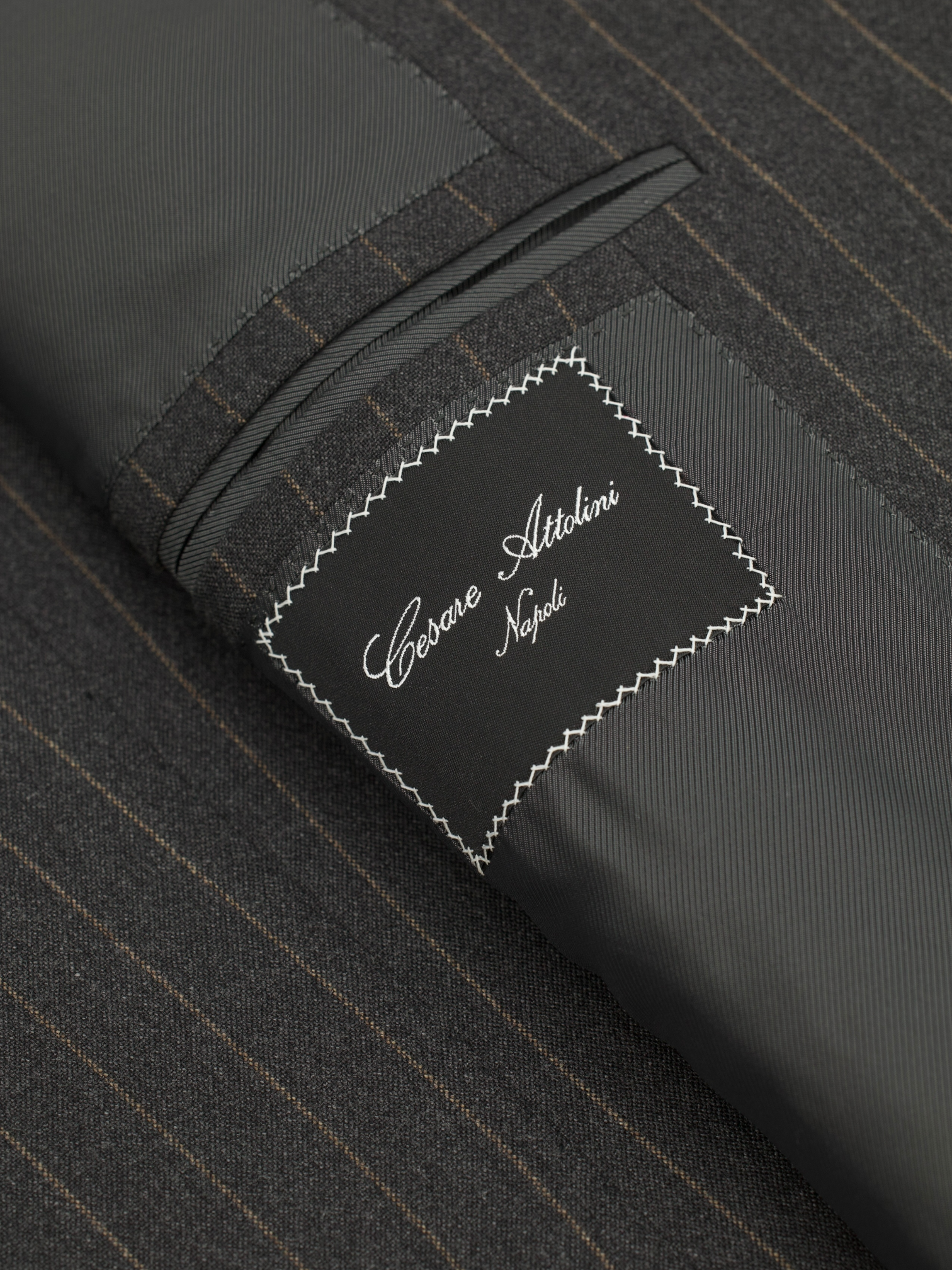 Cesare Attolini Grey & Brown Super 120's Pinstripe Suit