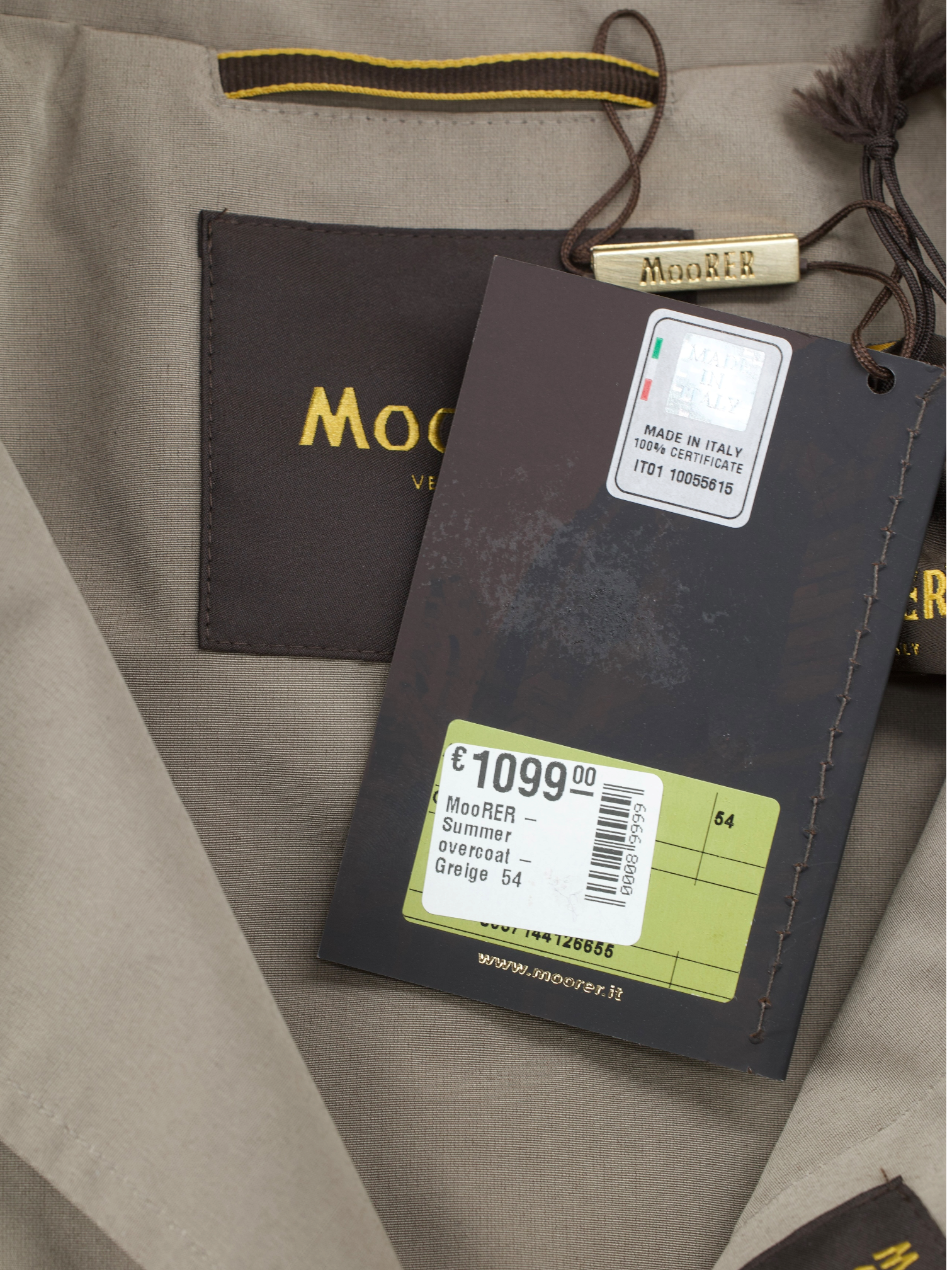 MooRER Greige Waterrepellent "Vittor-WM" Summer Overcoat