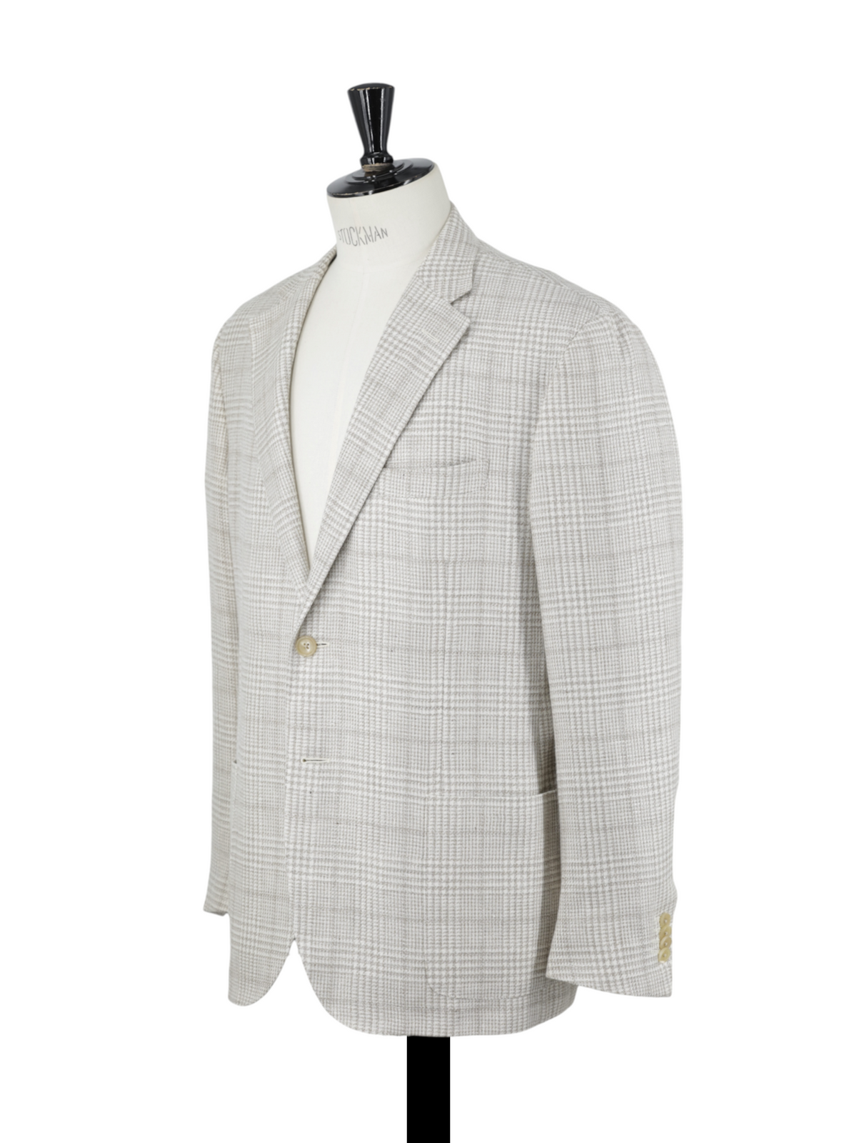Corneliani Greige Wool & Linen Prince of Wales Jacket