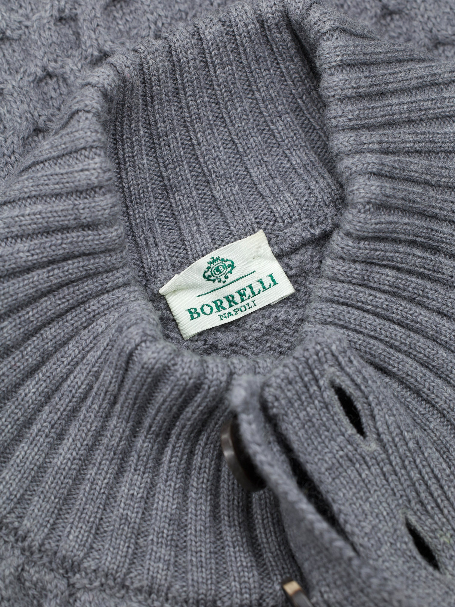 Luigi Borrelli Grey Pure-Wool Patterned Cardigan