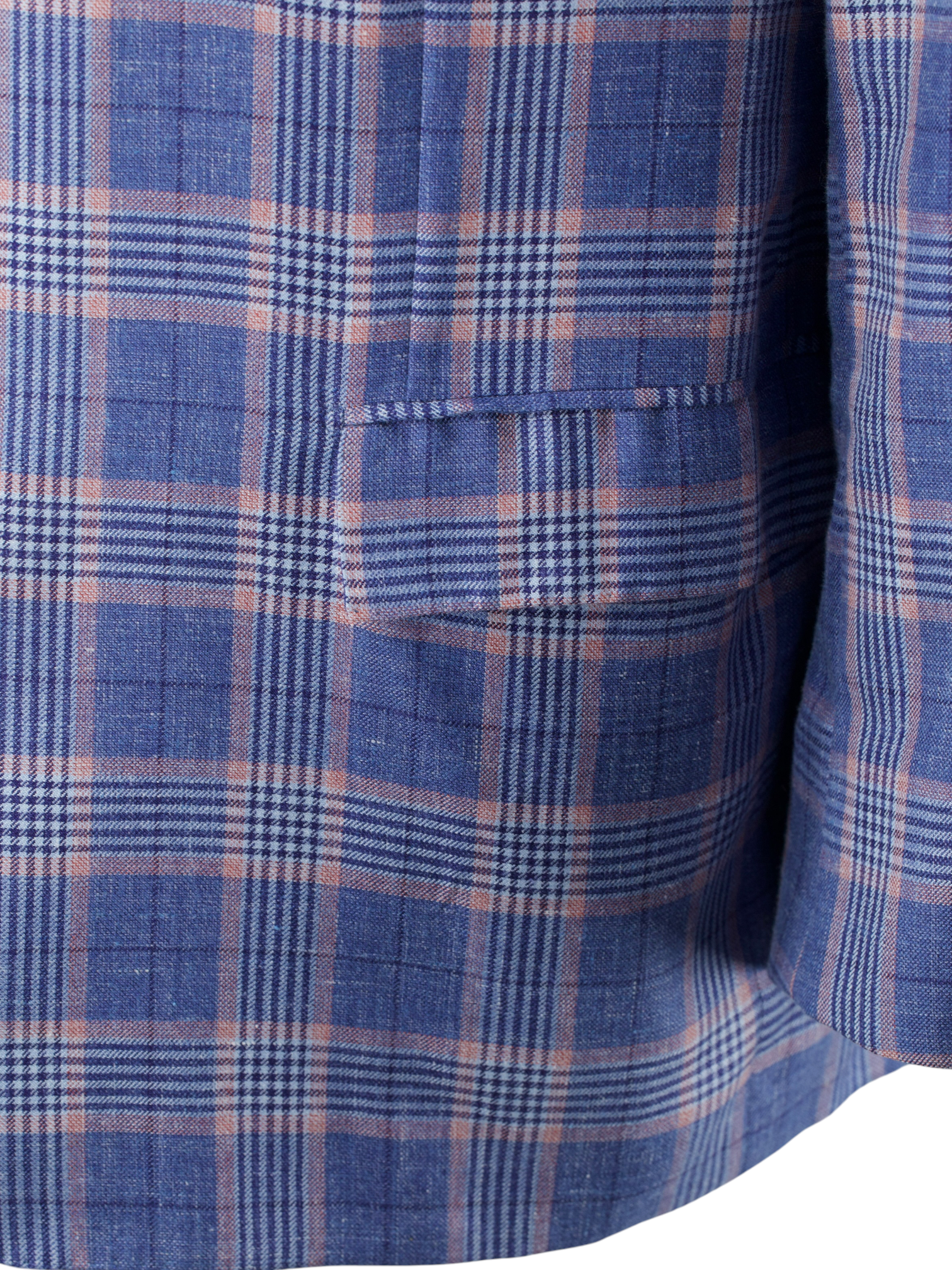 Kiton Light Blue & Pink Cashmere, Linen & Silk Checkered Jacket