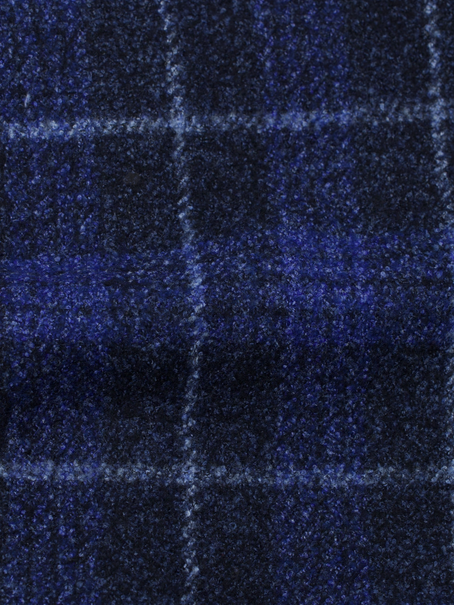 De Petrillo Dark Blue Wool, Stretch, Silk & Linen Tartan Check Jacket