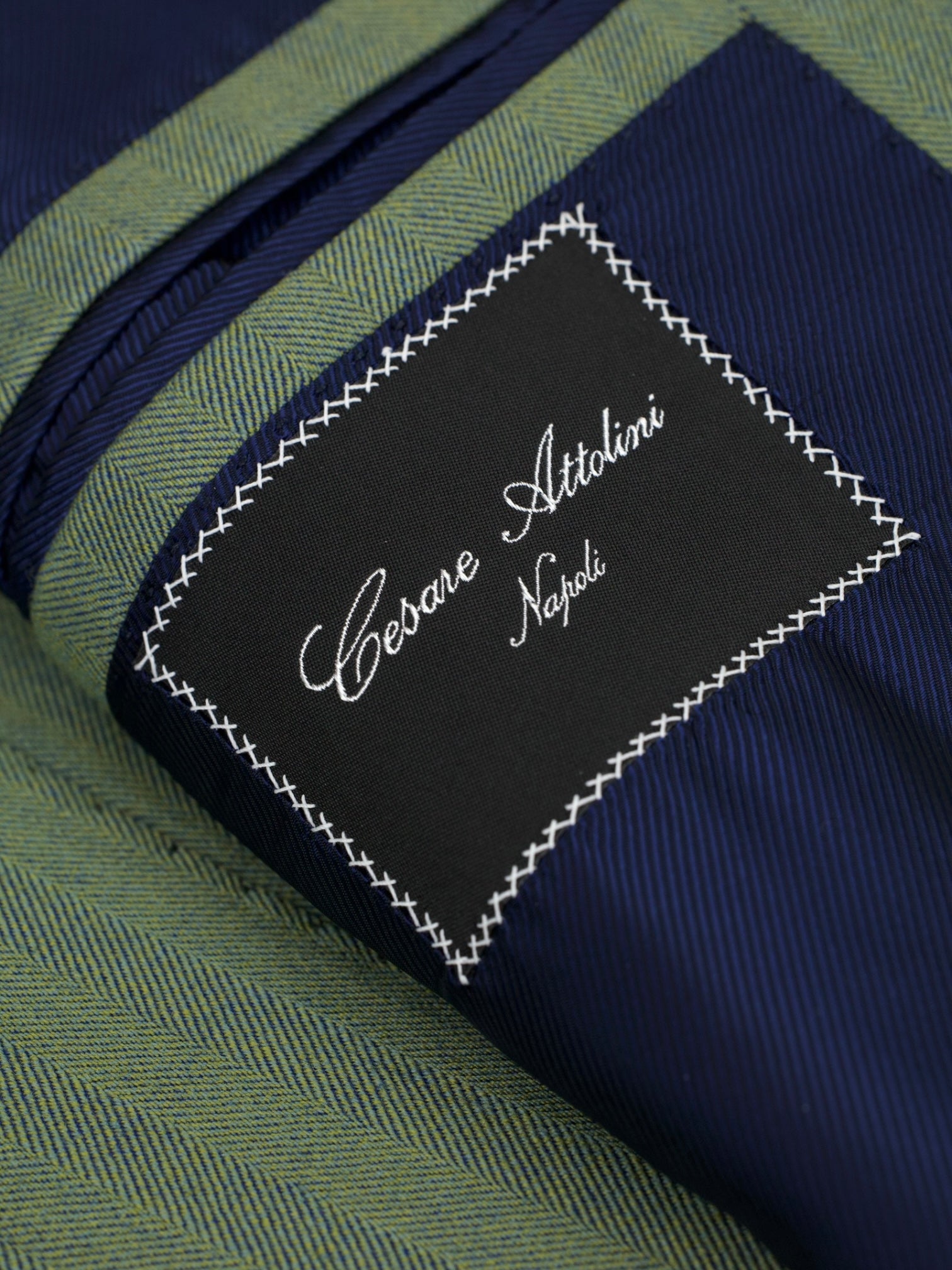 Cesare Attolini Forest-Sage Green Wool Herringbone "Solaro" Suit