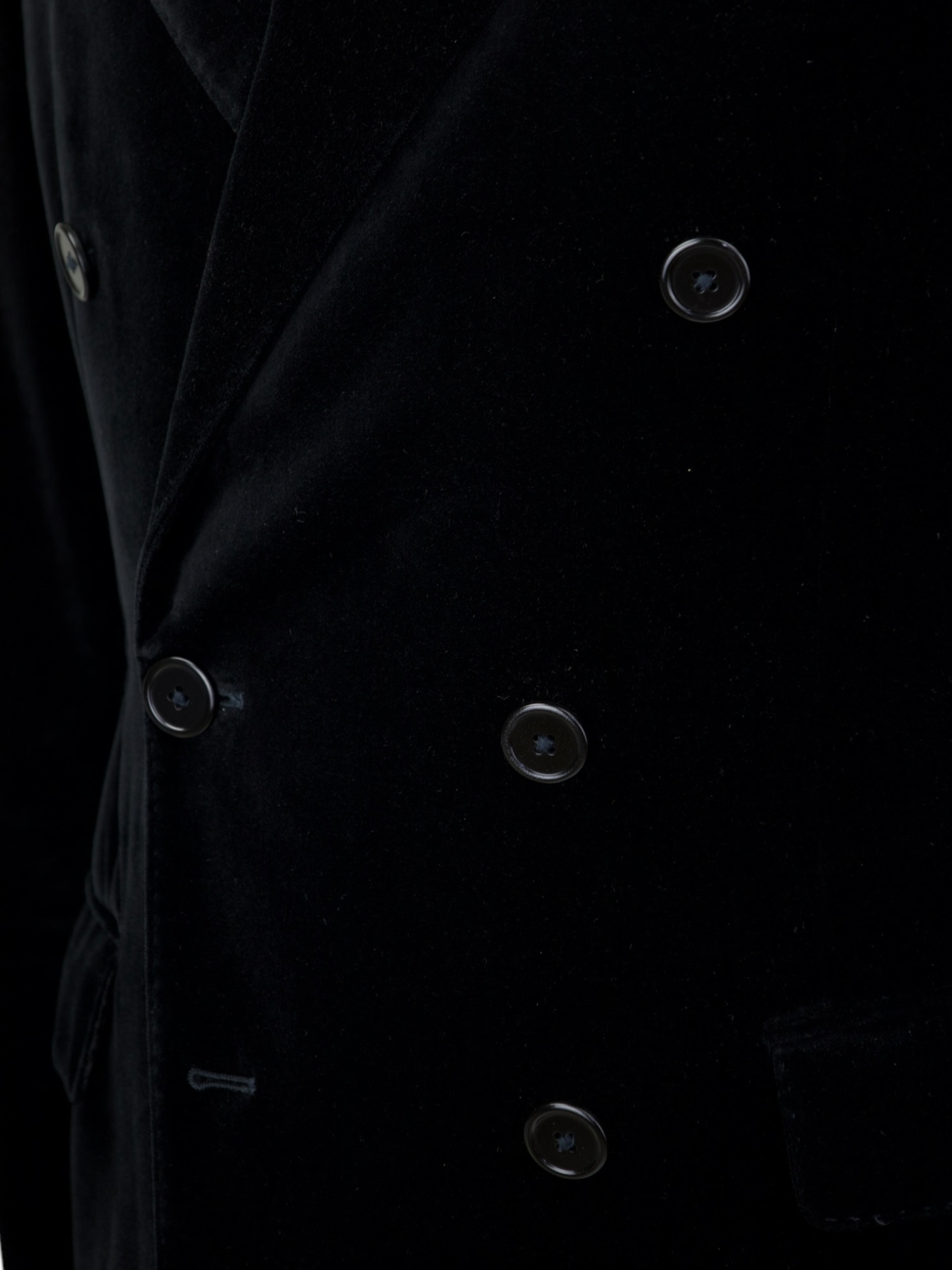 Ralph Lauren Black Cotton Velvet Double-Breasted Jacket
