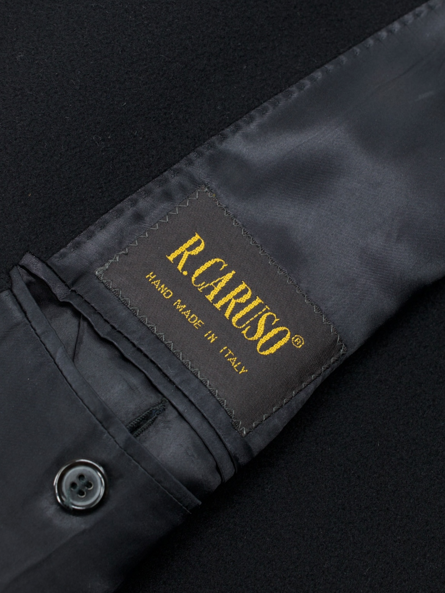 Caruso Vintage Black Pure "Guabello Soft Gold" Cashmere Overcoat