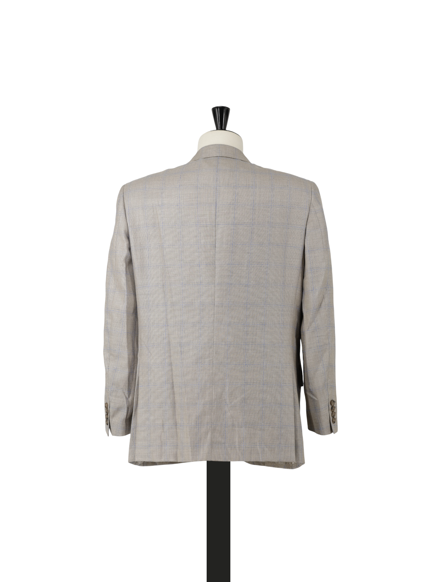 Brioni Taupe & Light Blue Wool & Shantung Silk Windowpane Senato Jacket