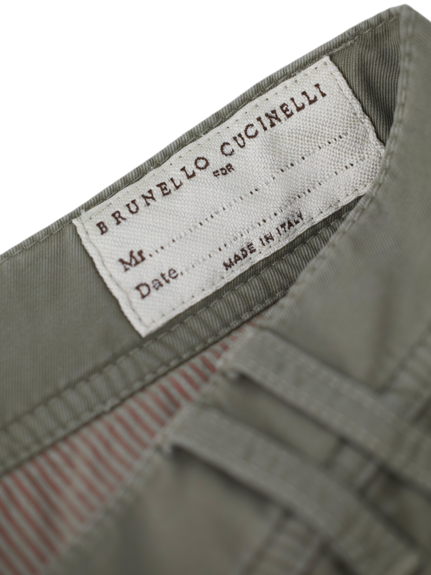 Brunello Cucinelli Olive Green Cotton 5-Pocket Chino
