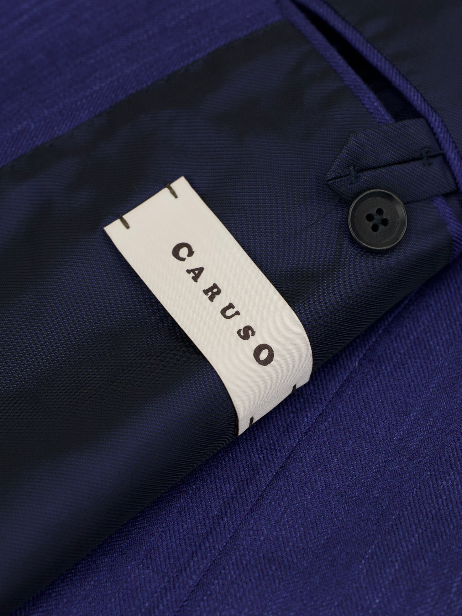 Caruso Azure Blue Wool, Silk & Linen Herringbone "Aida" Jacket