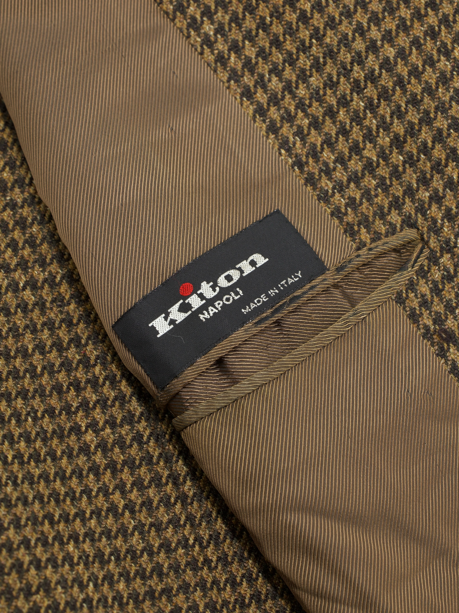 Kiton Golden Brown Pure-Wool Pied de Poule Jacket