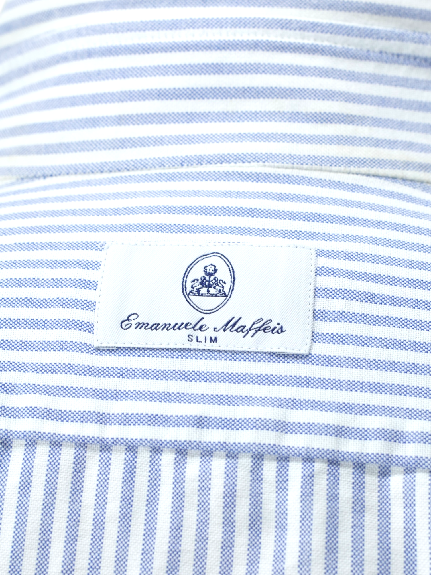 Emanuele Maffeis White & Light Blue Oxford-Cotton Cutaway-Collar Shirt