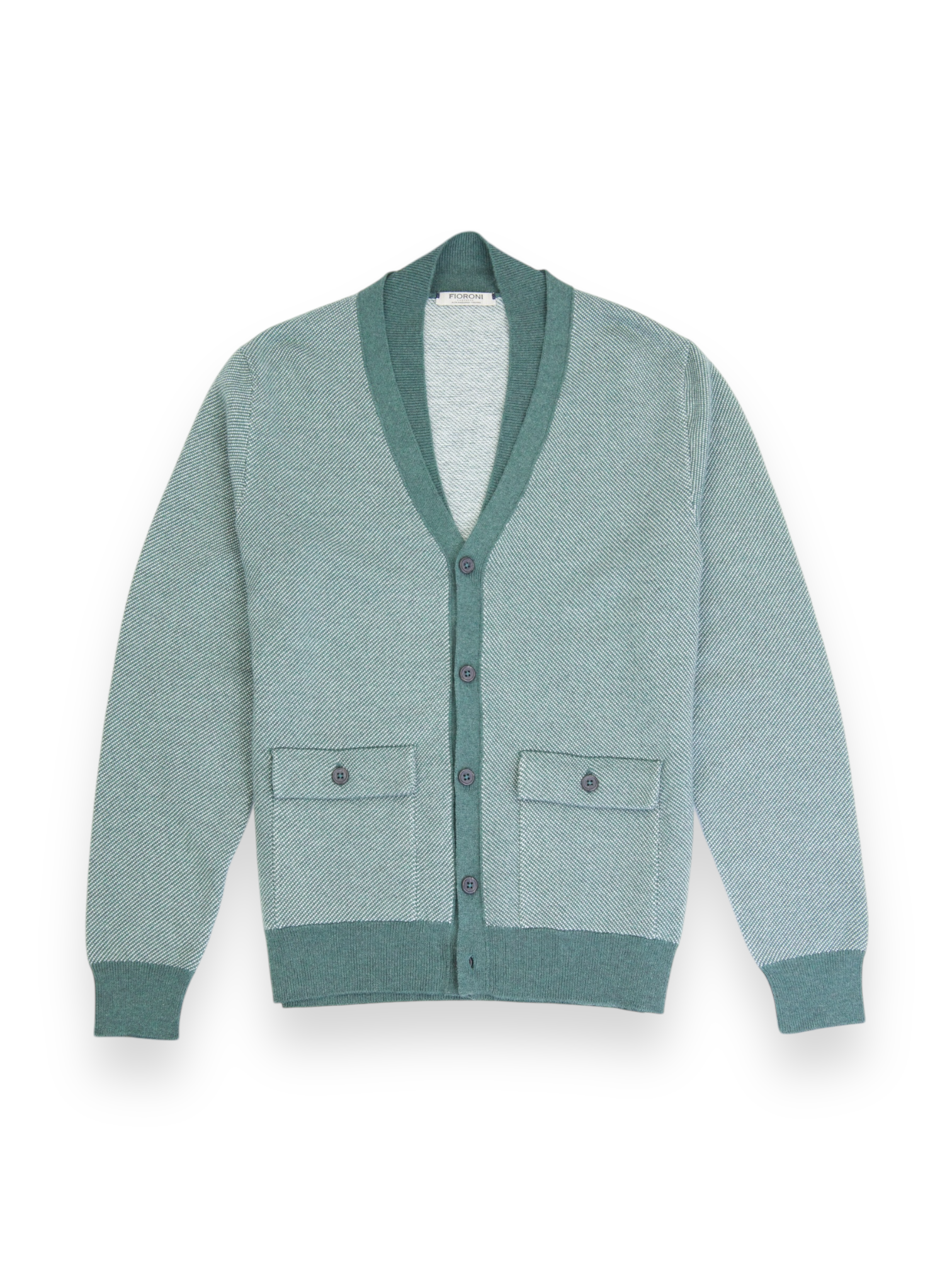 Fioroni Light Green Cashmere Micro-Pattern Cardigan