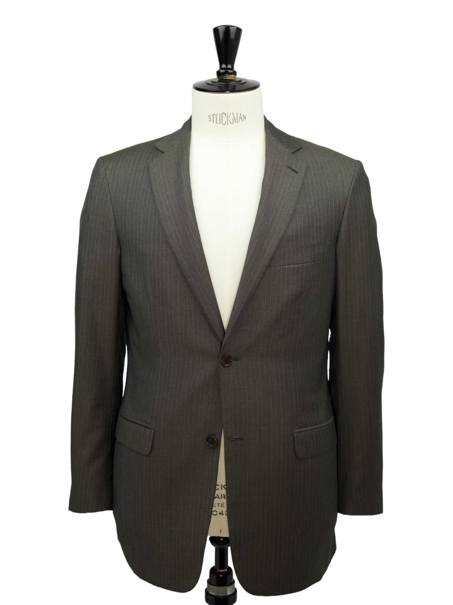 Brioni Dark Taupe Pinstripe Silk & Wool Secolo Suit