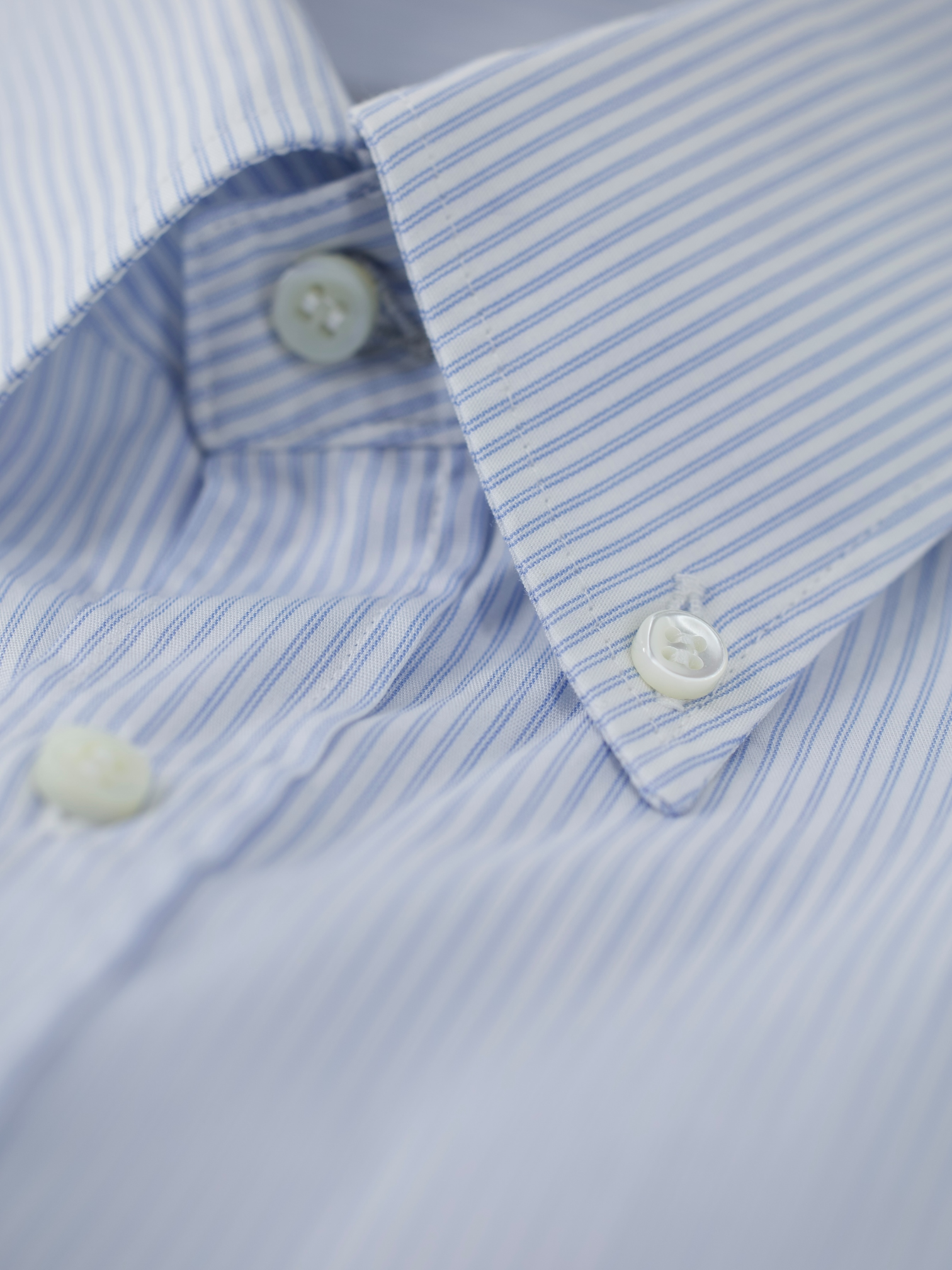 Brunello Cucinelli Light Blue Slim-Fit Pinstripe Button-Down Shirt