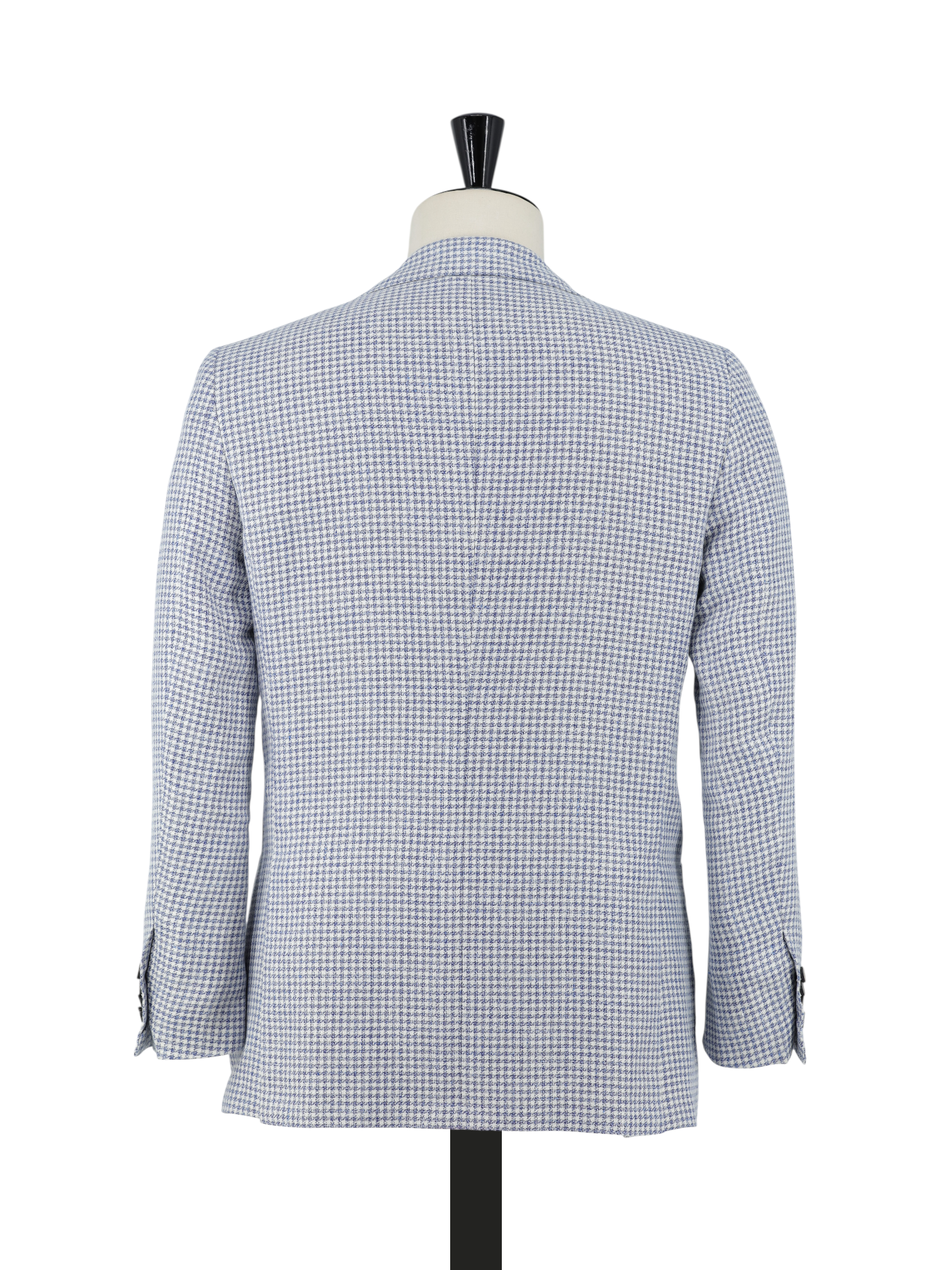 Kiton Chambray Blue Linen, Silk & Cotton Pied de Poule Jacket