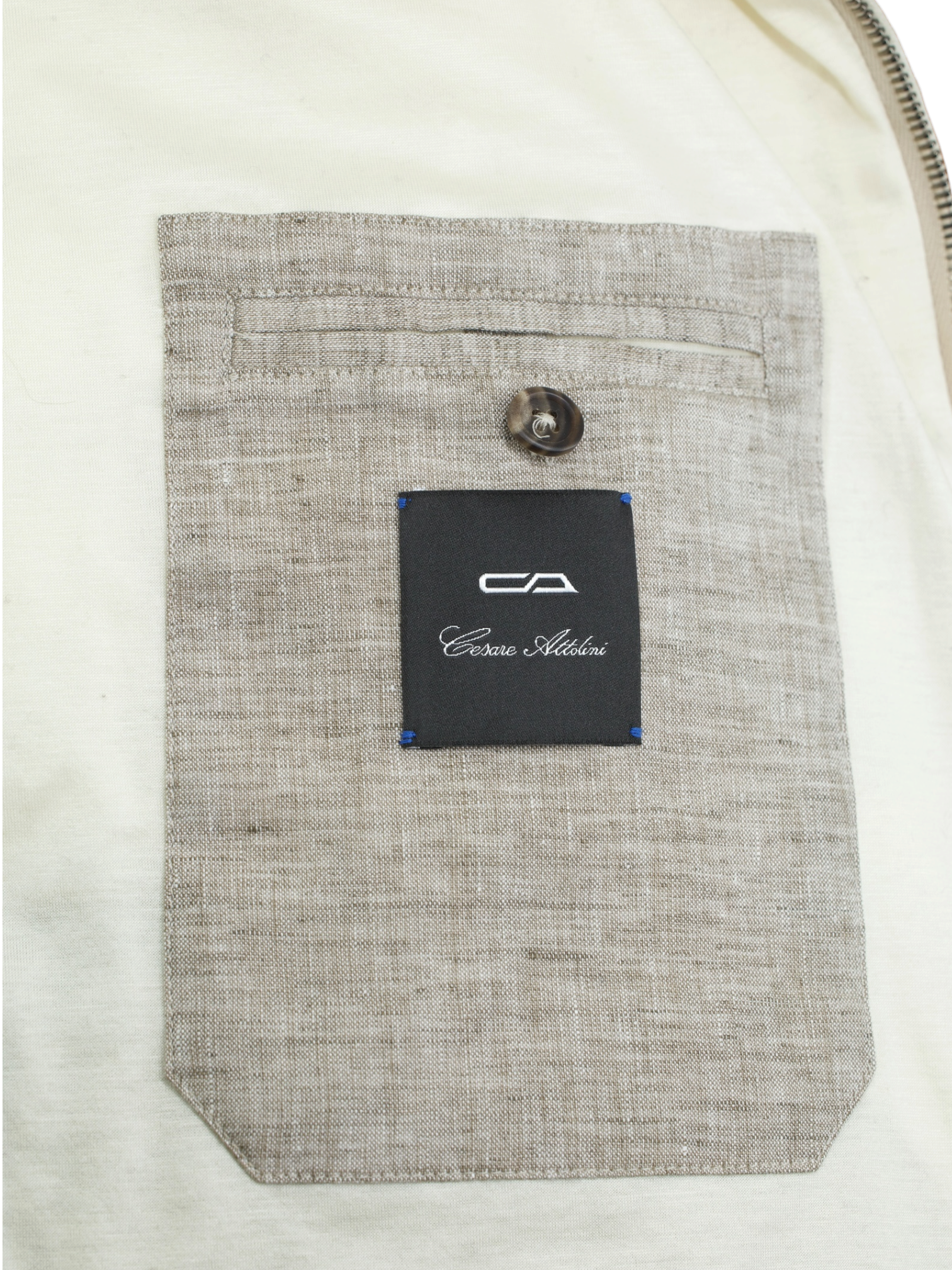 Cesare Attolini Greige Linen Padded Summer Bodywarmer Vest