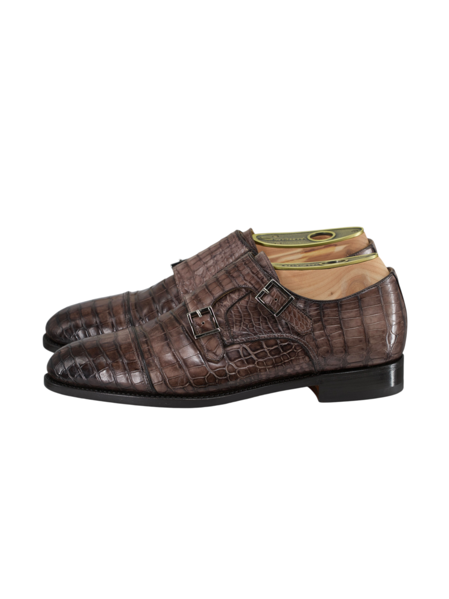Santoni Taupe Mississippi-Alligator Double Monk