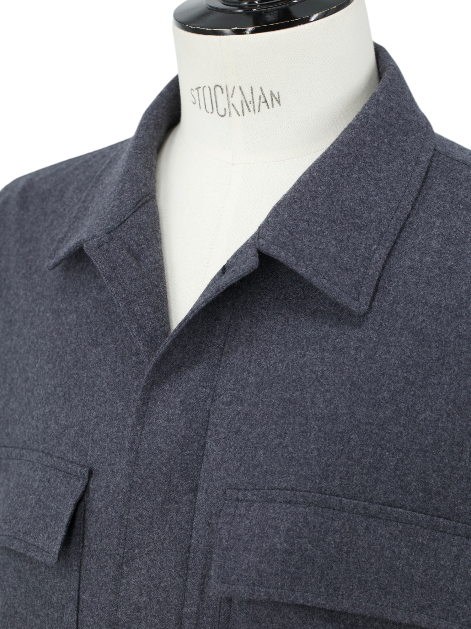Lardini Dark Grey Wool & Cashmere Flannel Overshirt