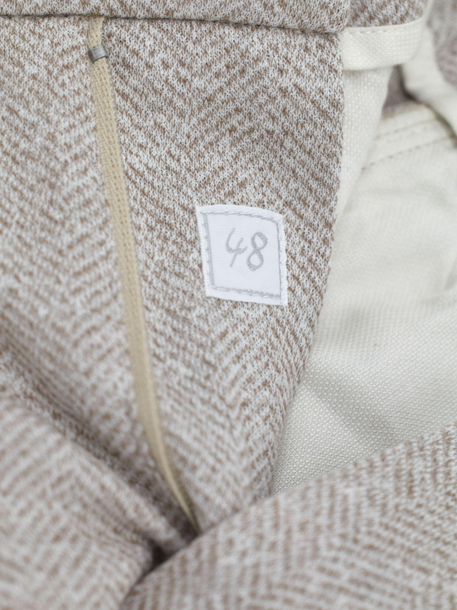 Marco Pescarolo Taupe Cotton & Linen Herringbone Drawstring Trousers
