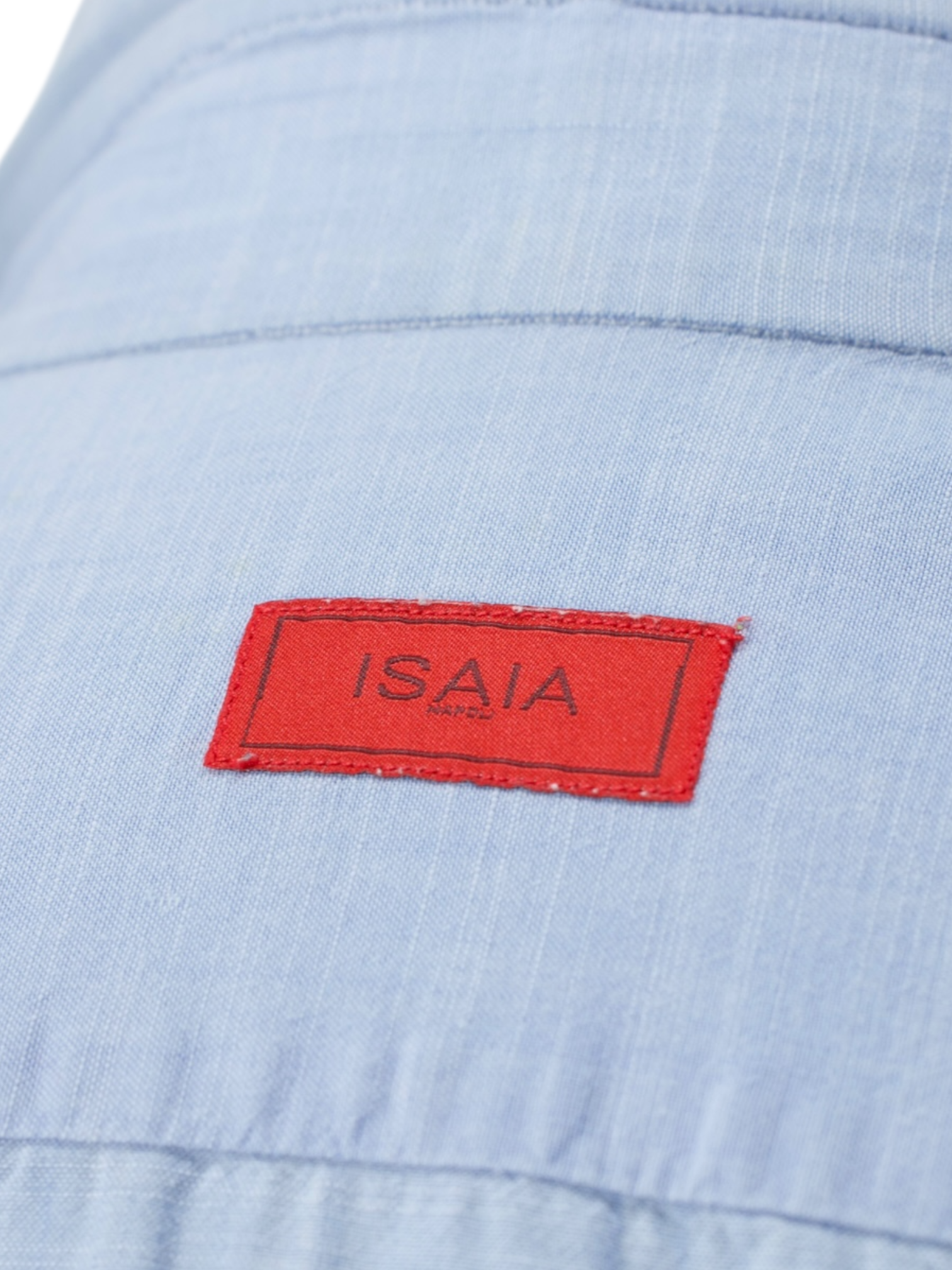 Isaia Light Blue Cotton Mélange Kent-Collar Shirt