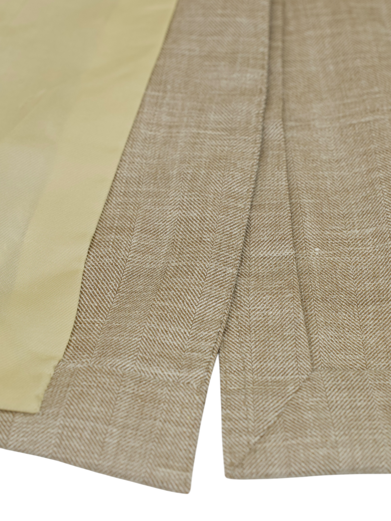 Caruso Beige Wool, Silk & Linen Herringbone "Aida" Summer Jacket