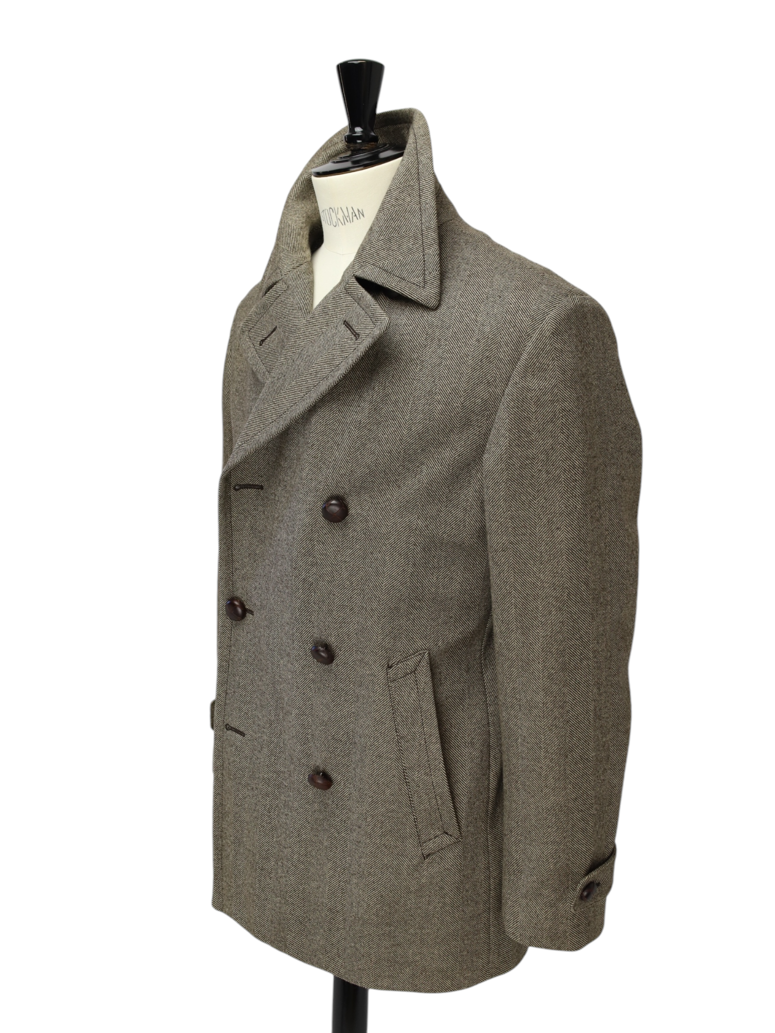 Brioni Light Brown Storm System® Herringbone Double-Breasted Peacoat