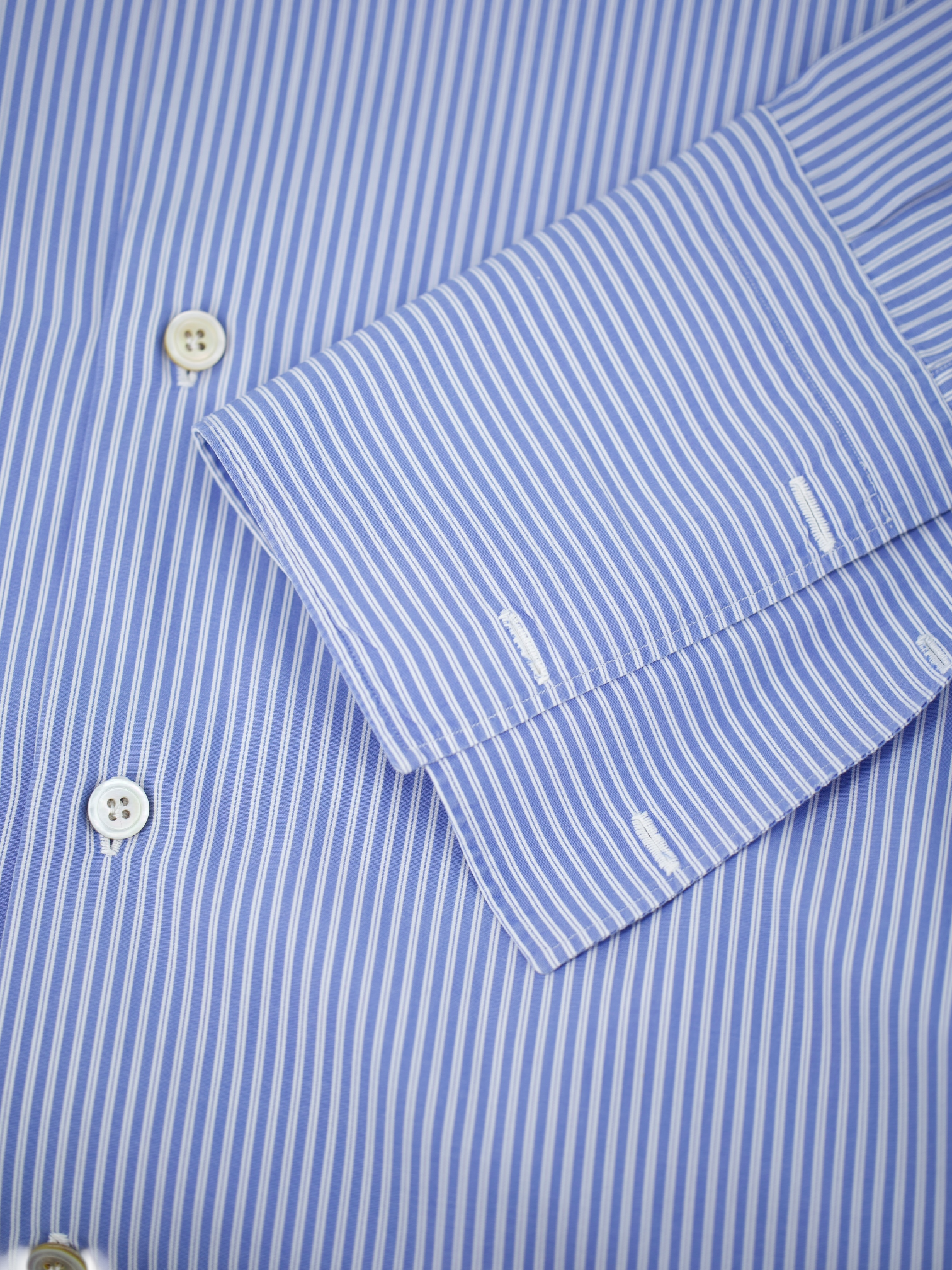Kiton Blue & White Cotton Pinstripe Business Shirt